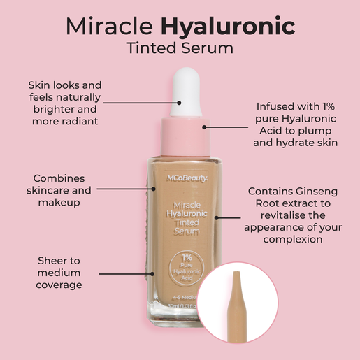 MCO BEAUTY MIRACLE HYALURONIC TINTED SERUM MEDIUM 30ML - Image 2