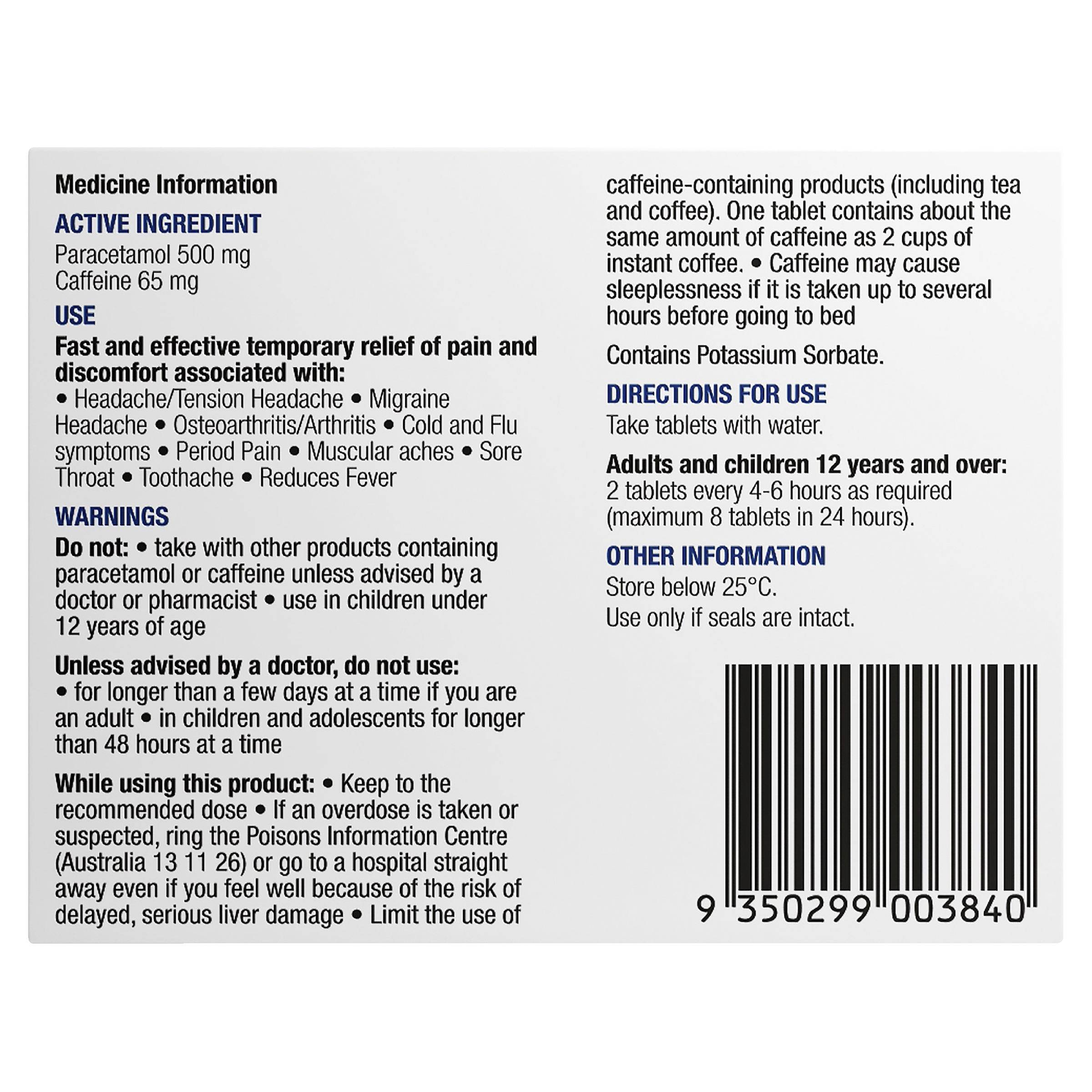 CHEMISTS OWN PARACETAMOL EXTRA 40 TABLETS - Image 3
