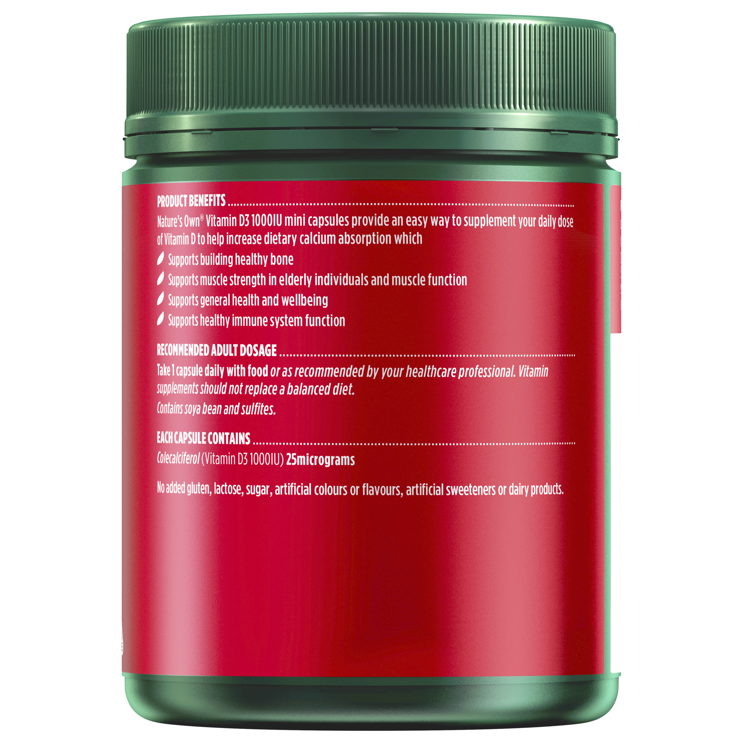 NATURES OWN VITAMIN D3 1000IU 400 CAPSULES - Image 2