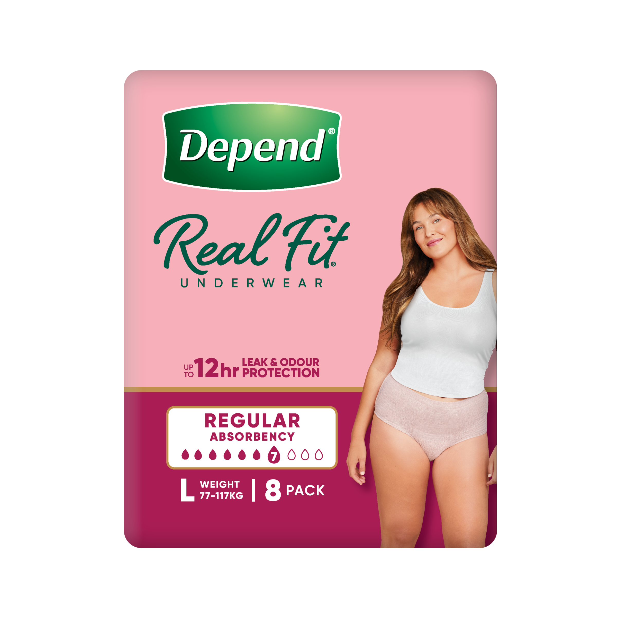 DEPEND WOMEN REAL FIT UNDERWEAR REGULAR 7D LARGE 8 PACK - Image 2