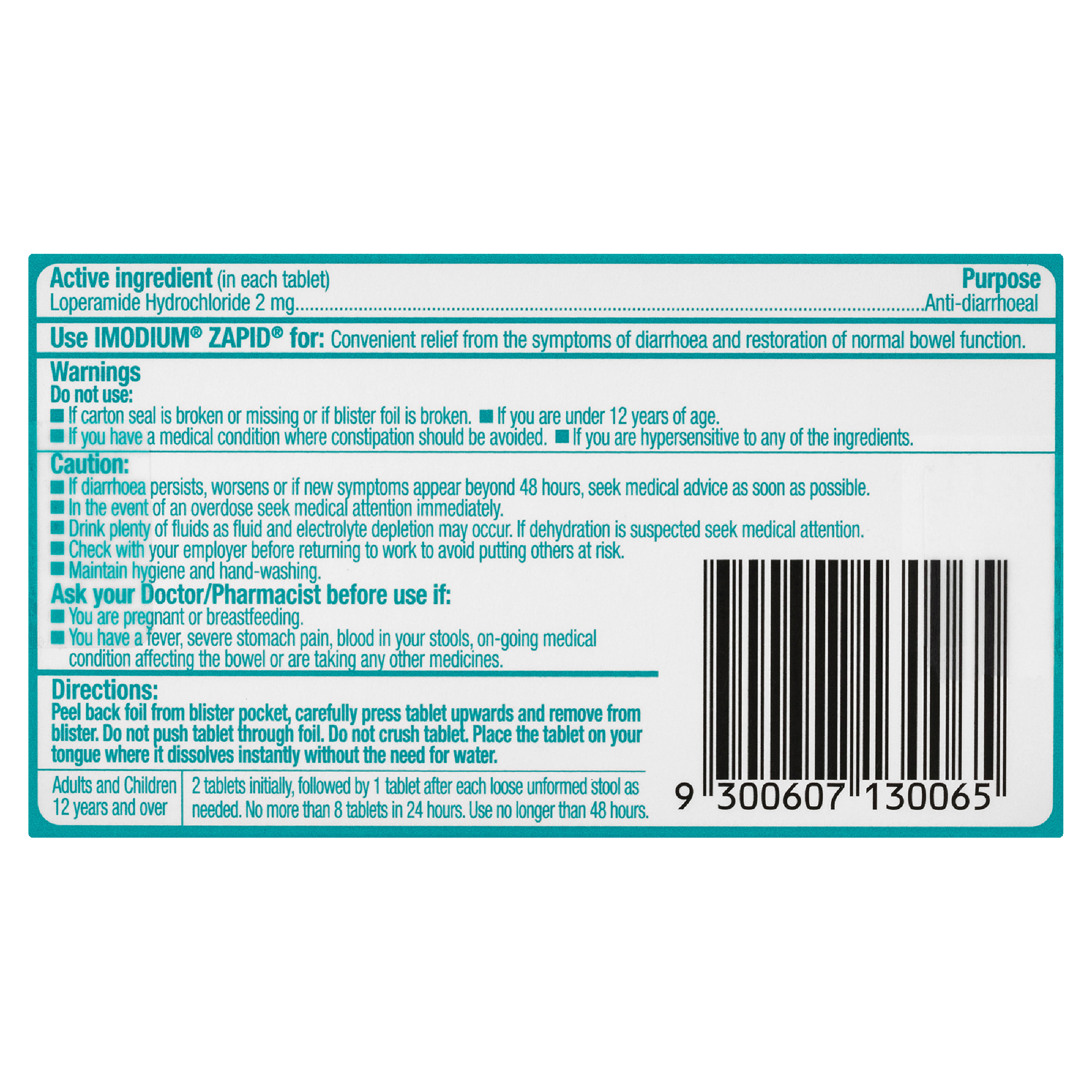 IMODIUM ZAPID DIARRHOEA RELIEF 6 TABLETS - Image 4