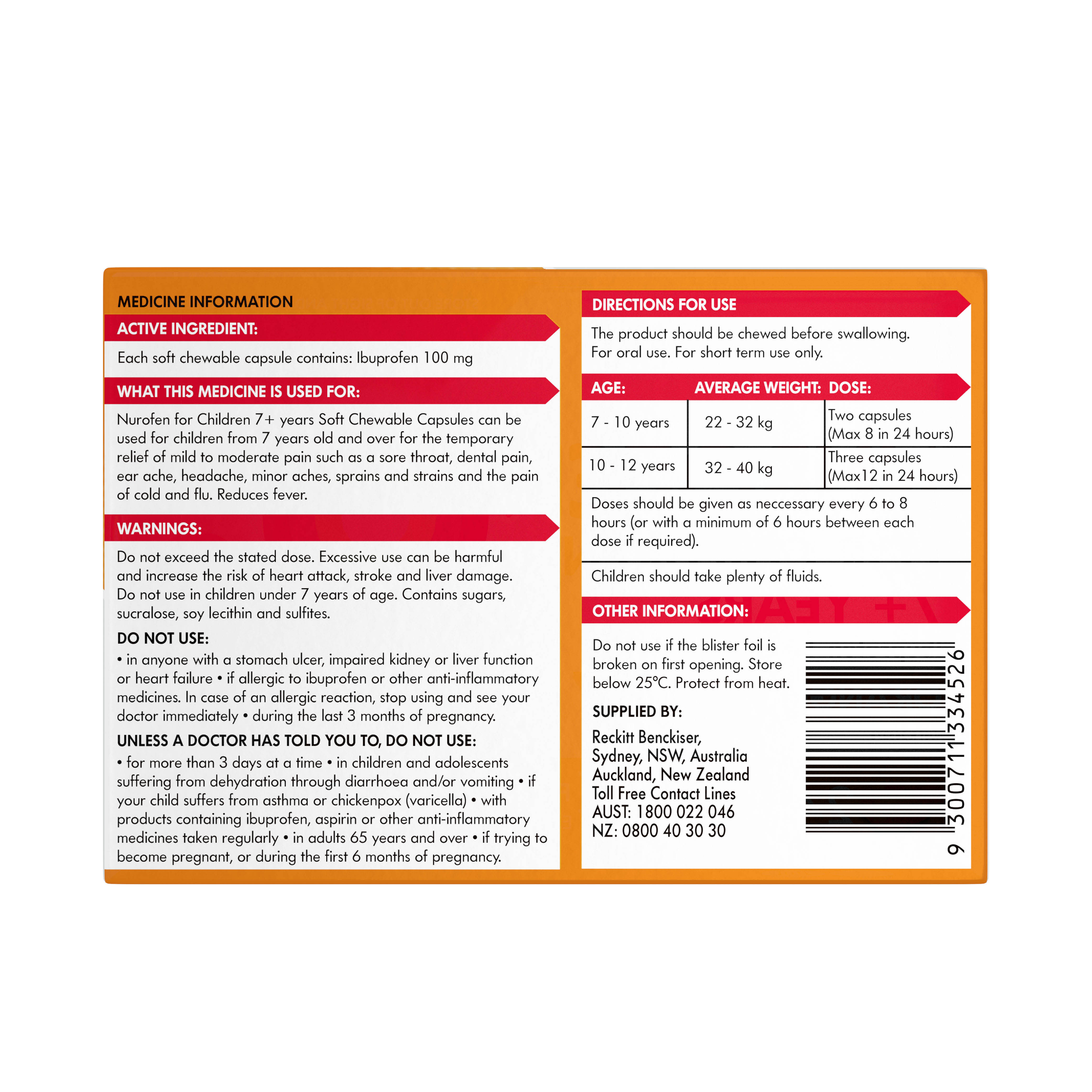 NUROFEN FOR CHILDREN 7+ ORANGE CHEWABLE 24 PACK - Image 4