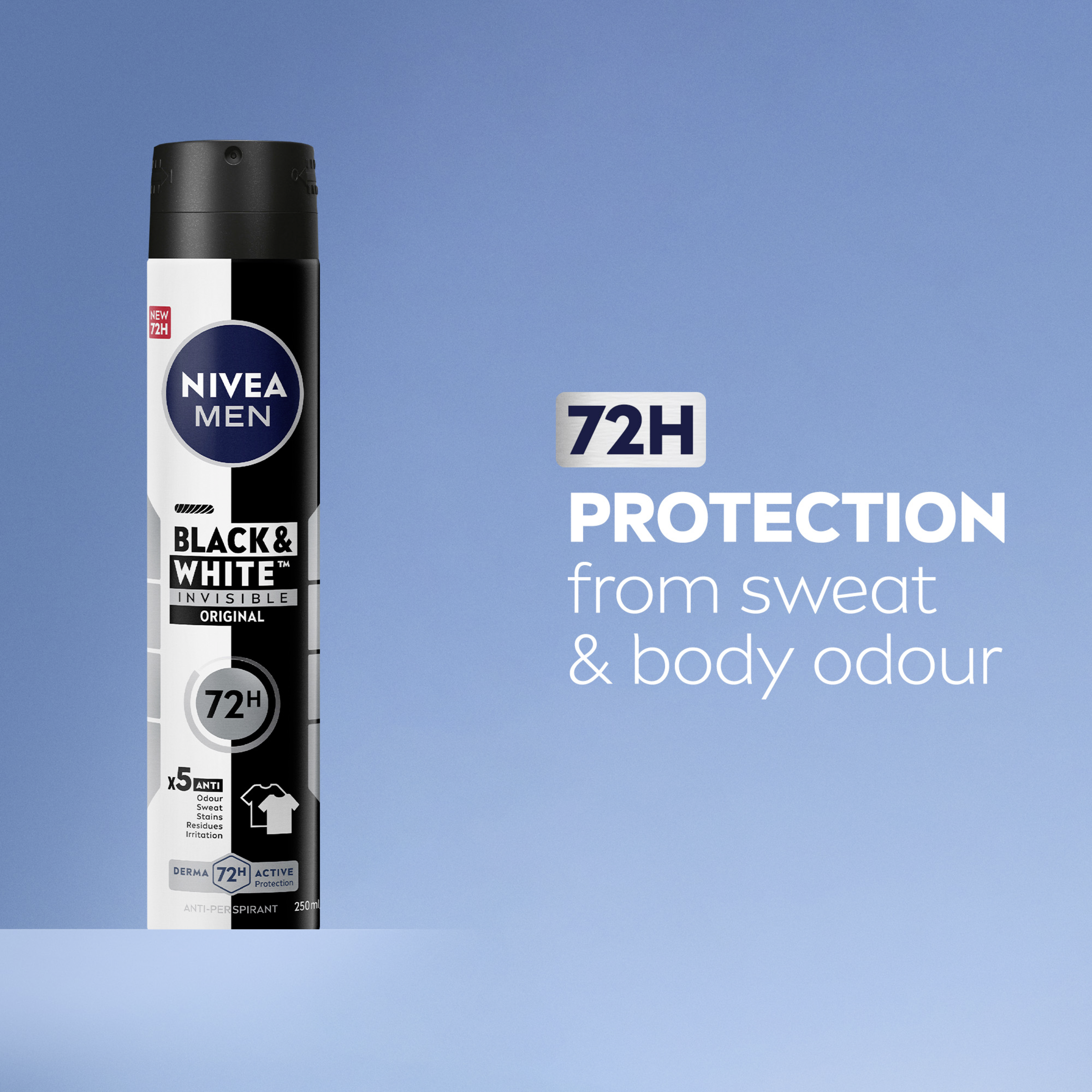 NIVEA MEN ANTIPERSPIRANT B&W INVISIBLE ORIGINAL 48H 250ML - Image 4