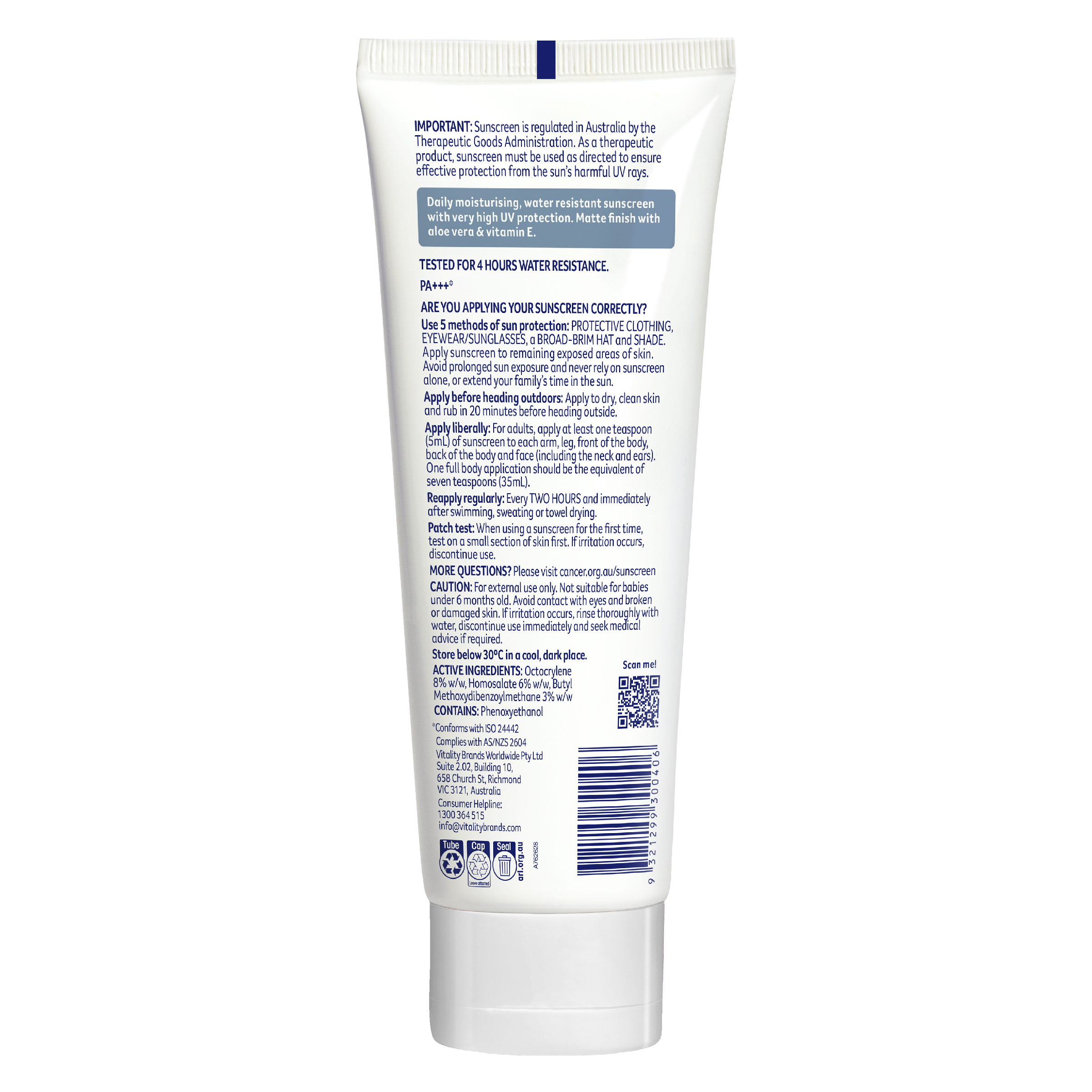 CANCER COUNCIL FACE SUNSCREEN MOISTURE INVISIBLE TUBE SPF50+ 150ML - Image 2