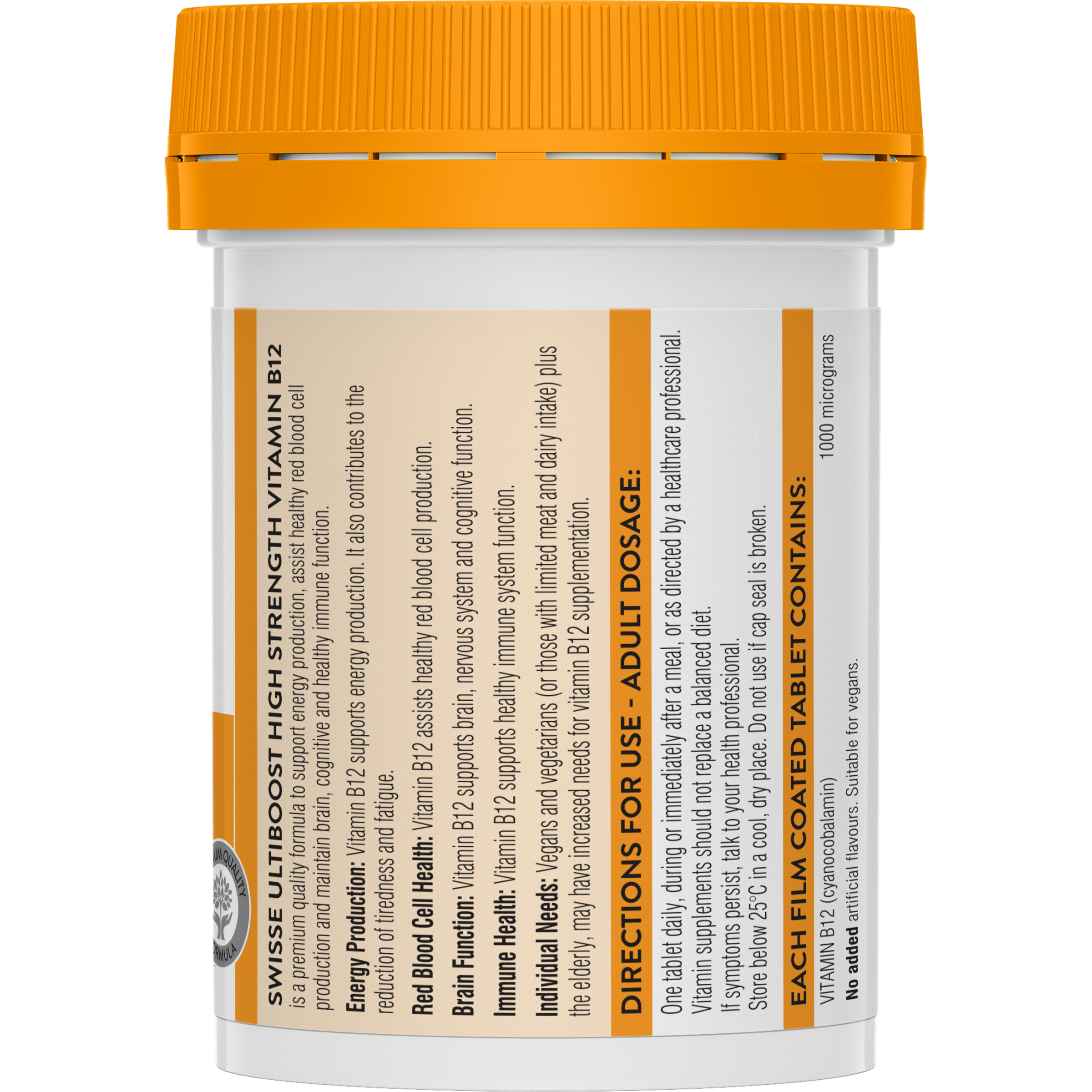 SWISSE ULTIBOOST HIGH STRENTH VITAMIN B12 60 TABLETS - Image 2