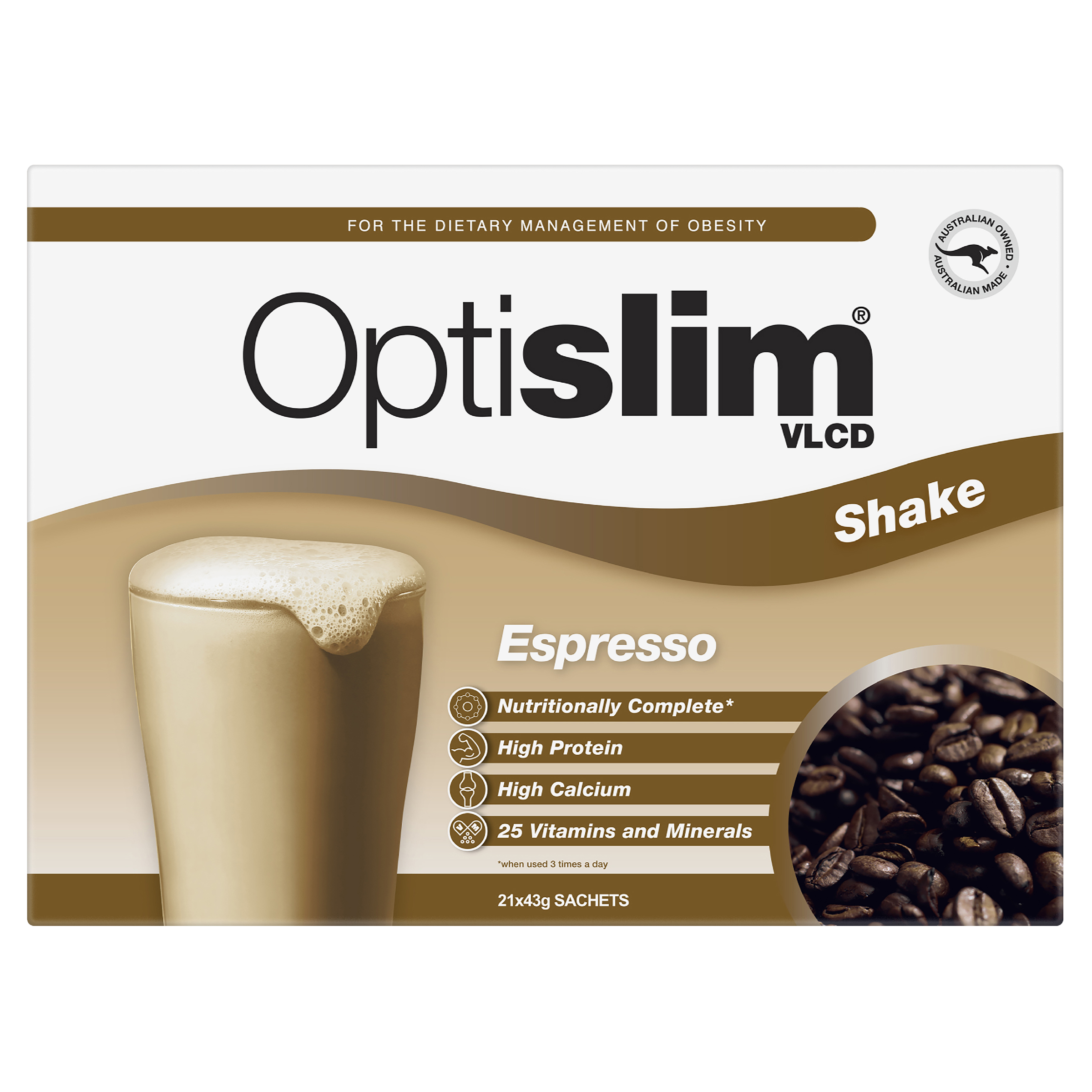 OPTISLIM VLCD SHAKE ESPRESSO 43G 21 PACK - Image 2