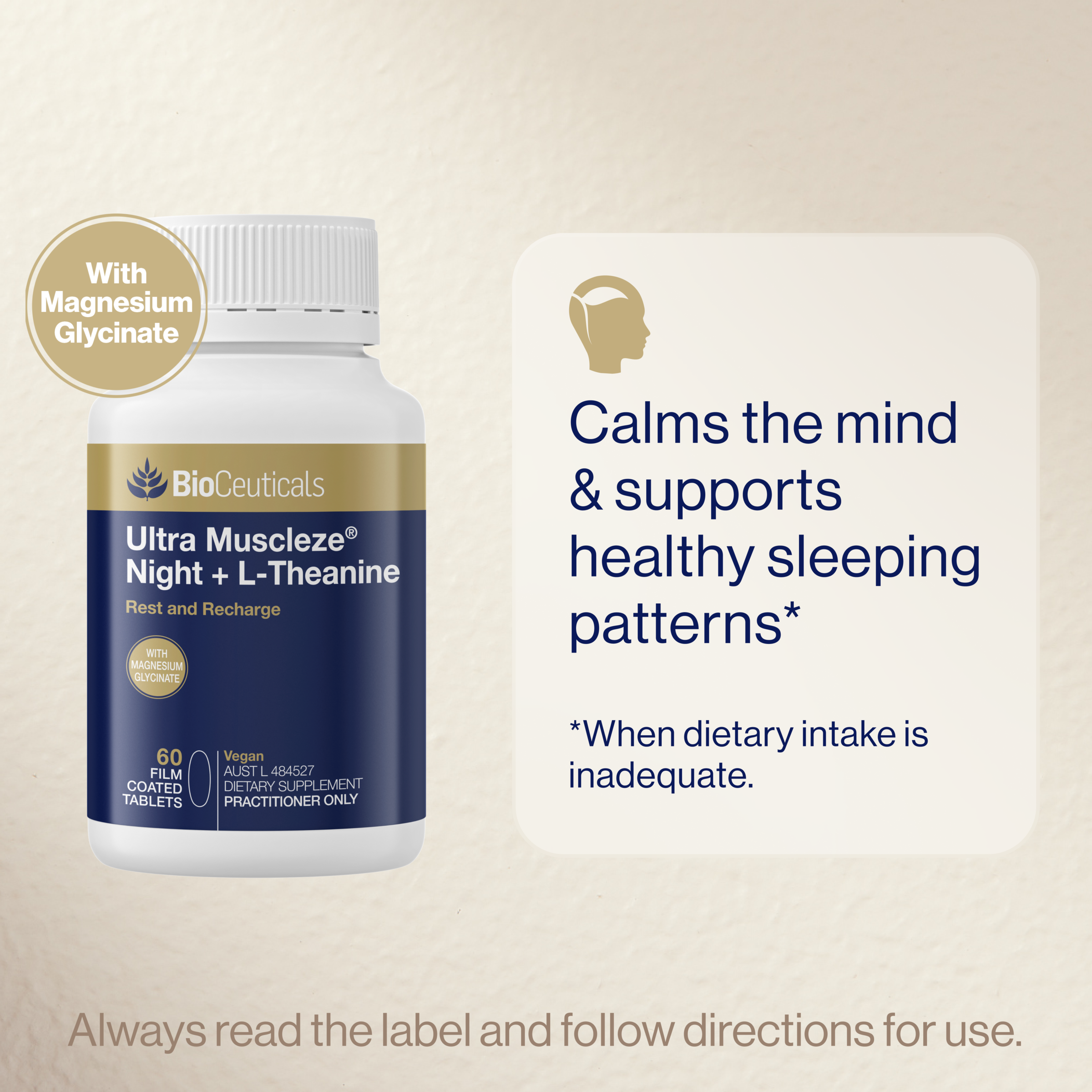 BIOCEUTICALS ULTRA MUSCLEZE NIGHT + L-THEANINE 60 TABLETS - Image 4