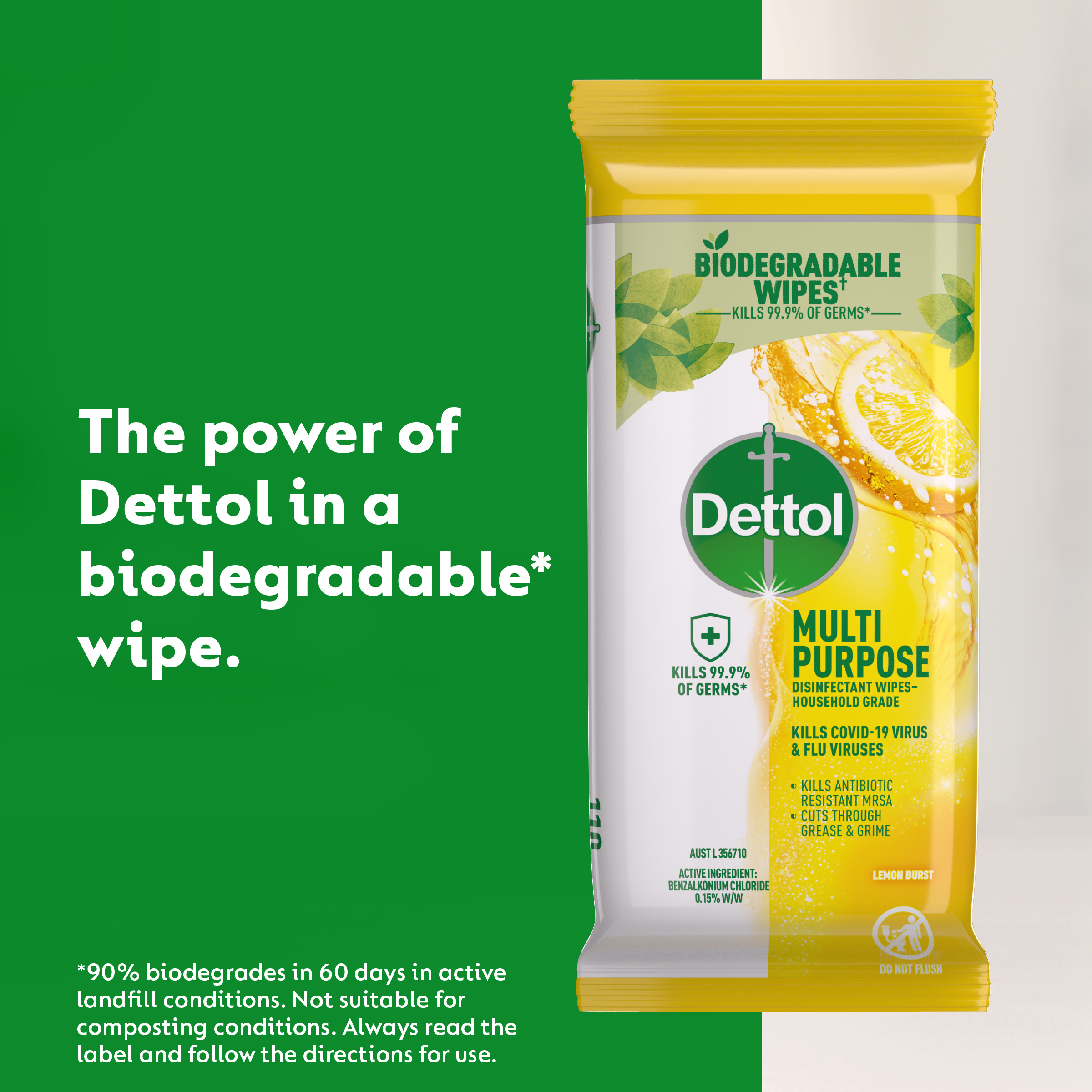 DETTOL MULTI PURPOSE CLEANING WIPES LEMON LIME 110 PACK - Image 3