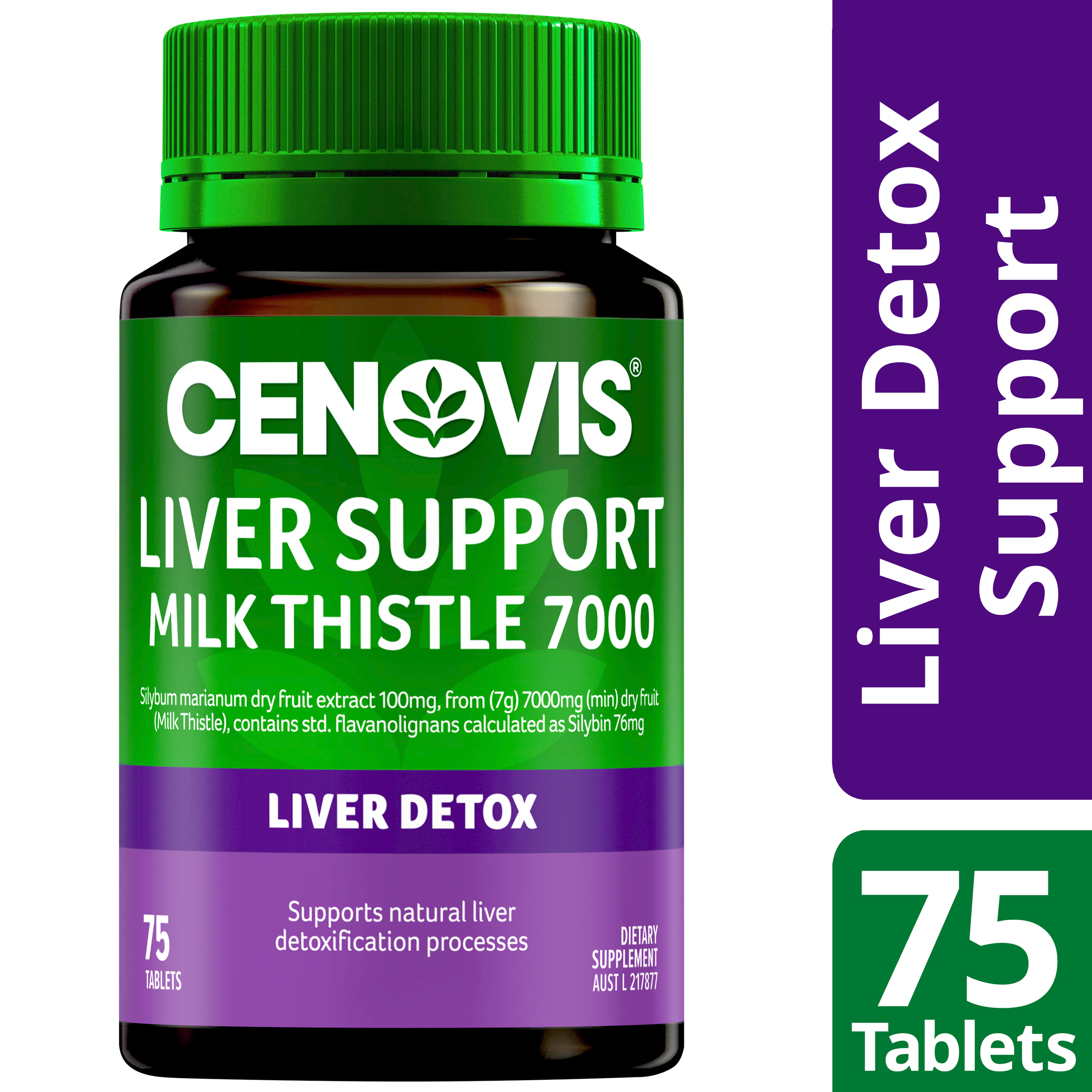 CENOVIS LIVER SUPPORT MILK THISTLE 7000 75 TABLETS - Image 11