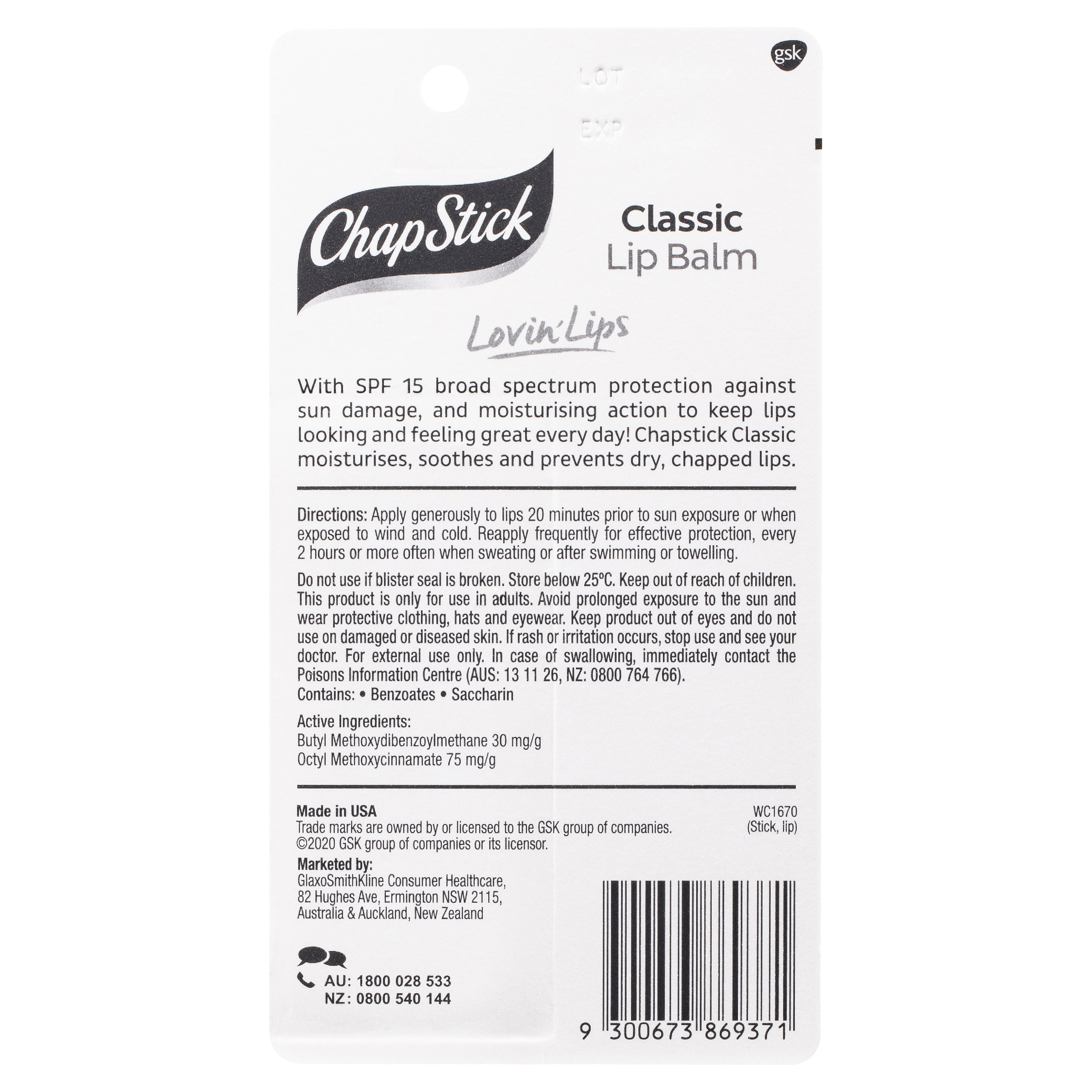 CHAP STICK LIP BALM STICK CLASSIC SPF15+ 4.2G - Image 2