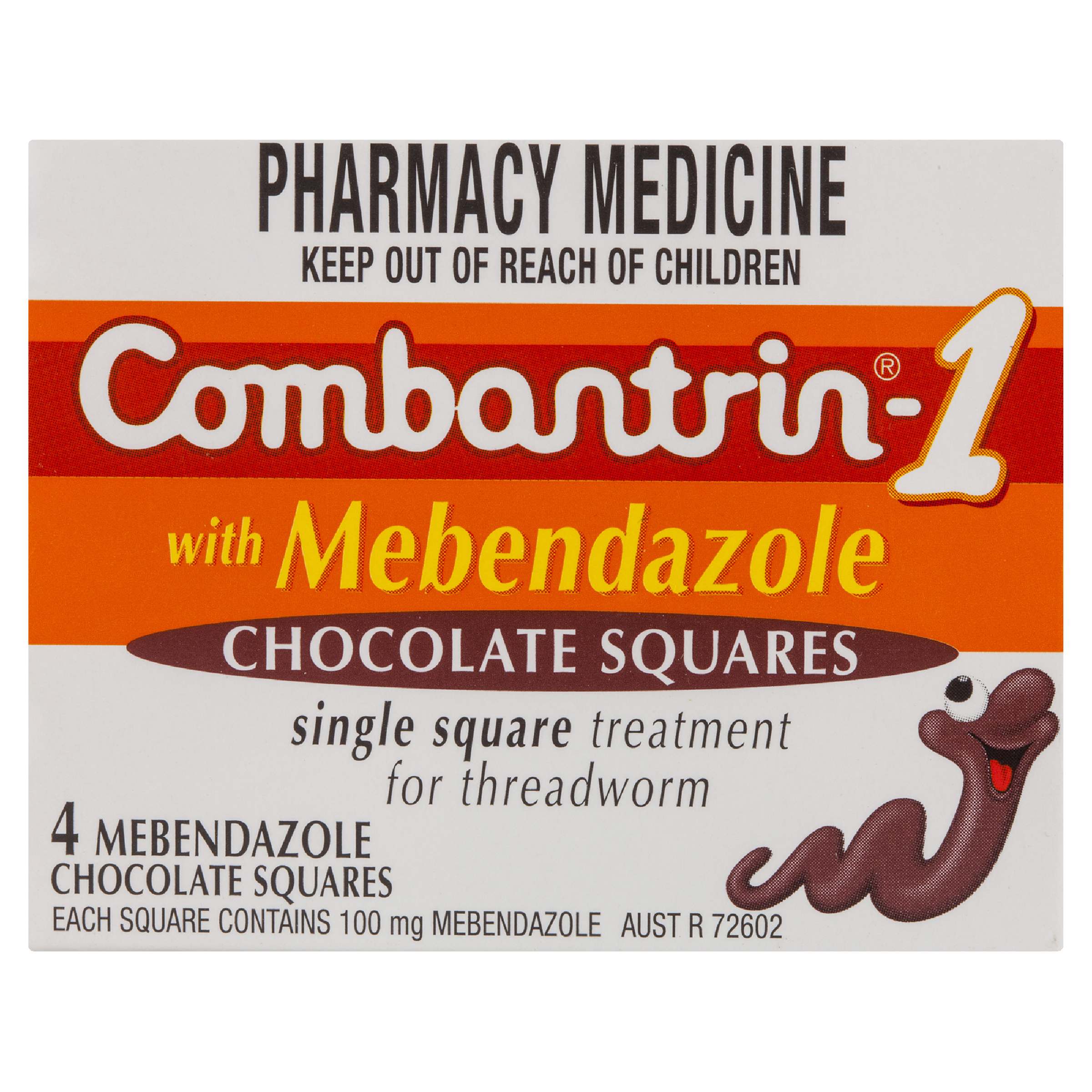 COMBANTRIN WORM TREATMENT CHOCOLATE SQUARES 4 PACK - Image 2