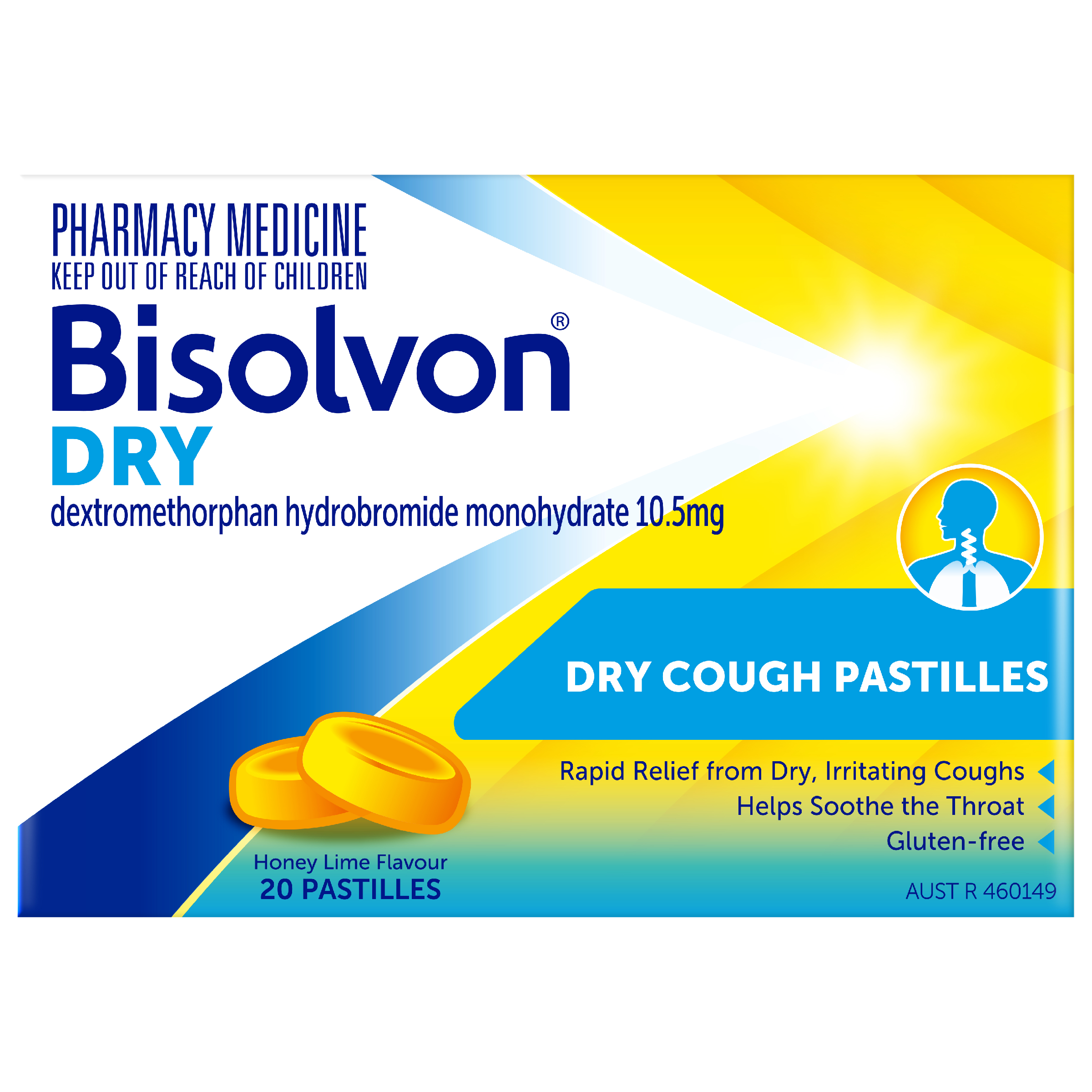 BISOLVON DRY COUGH HONEY LIME 20 PASTILLES