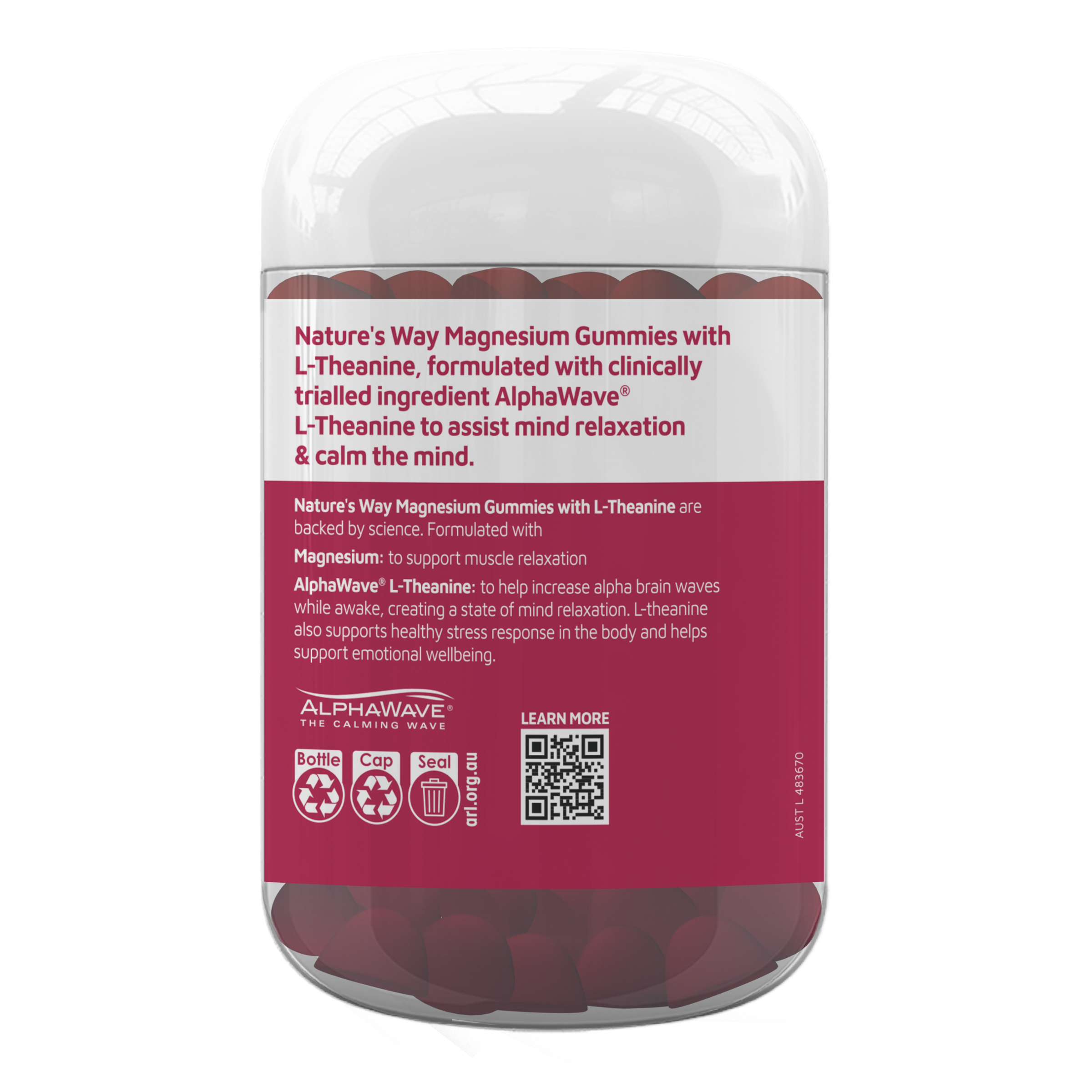 NATURES WAY MAGNESIUM GUMMIES WITH L-THEANINE 60 GUMMIES - Image 2