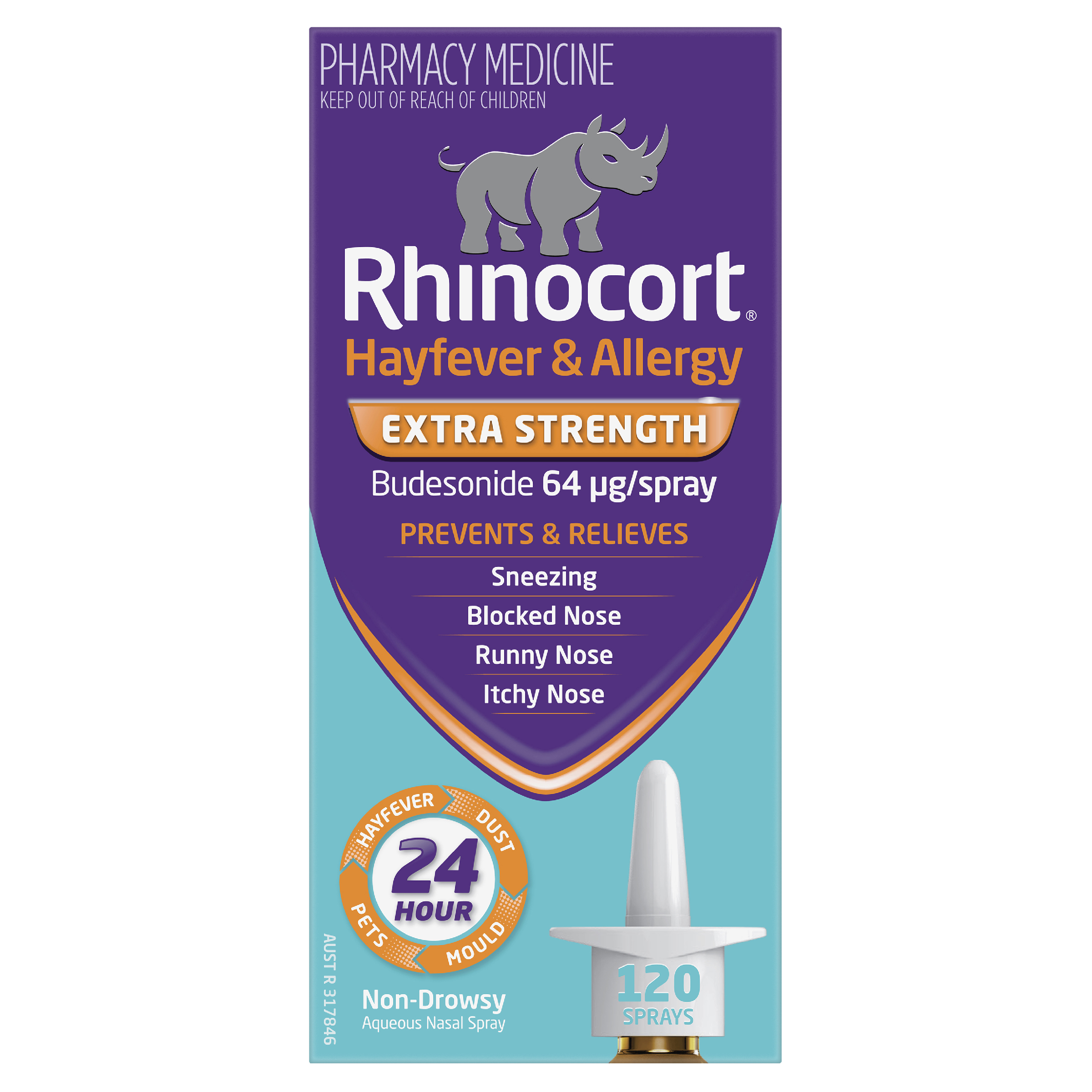 RHINOCORT HAYFEVER NASAL SPRAY 64MCG 120 DOSE - Image 2