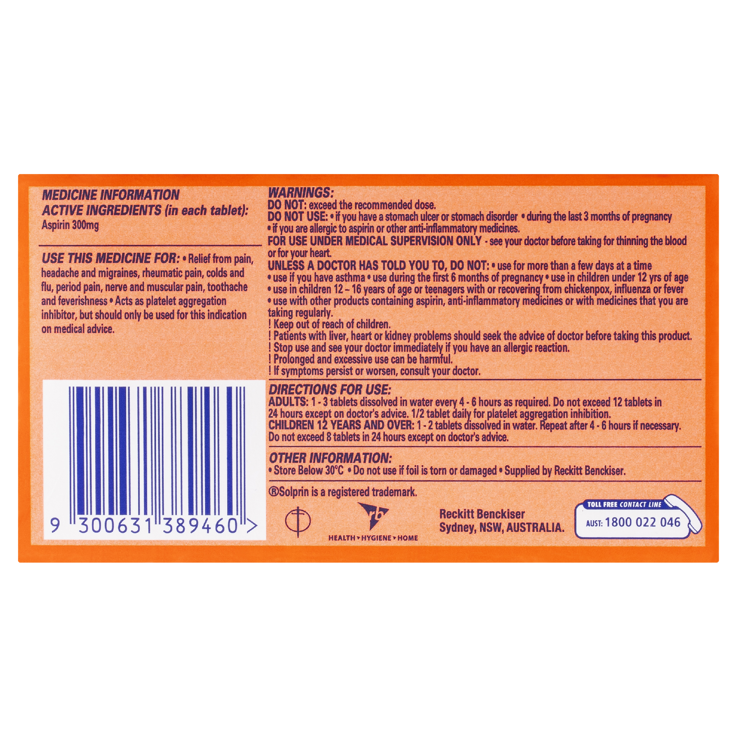 SOLPRIN ASPIRIN 300MG 96 TABLET - Image 11
