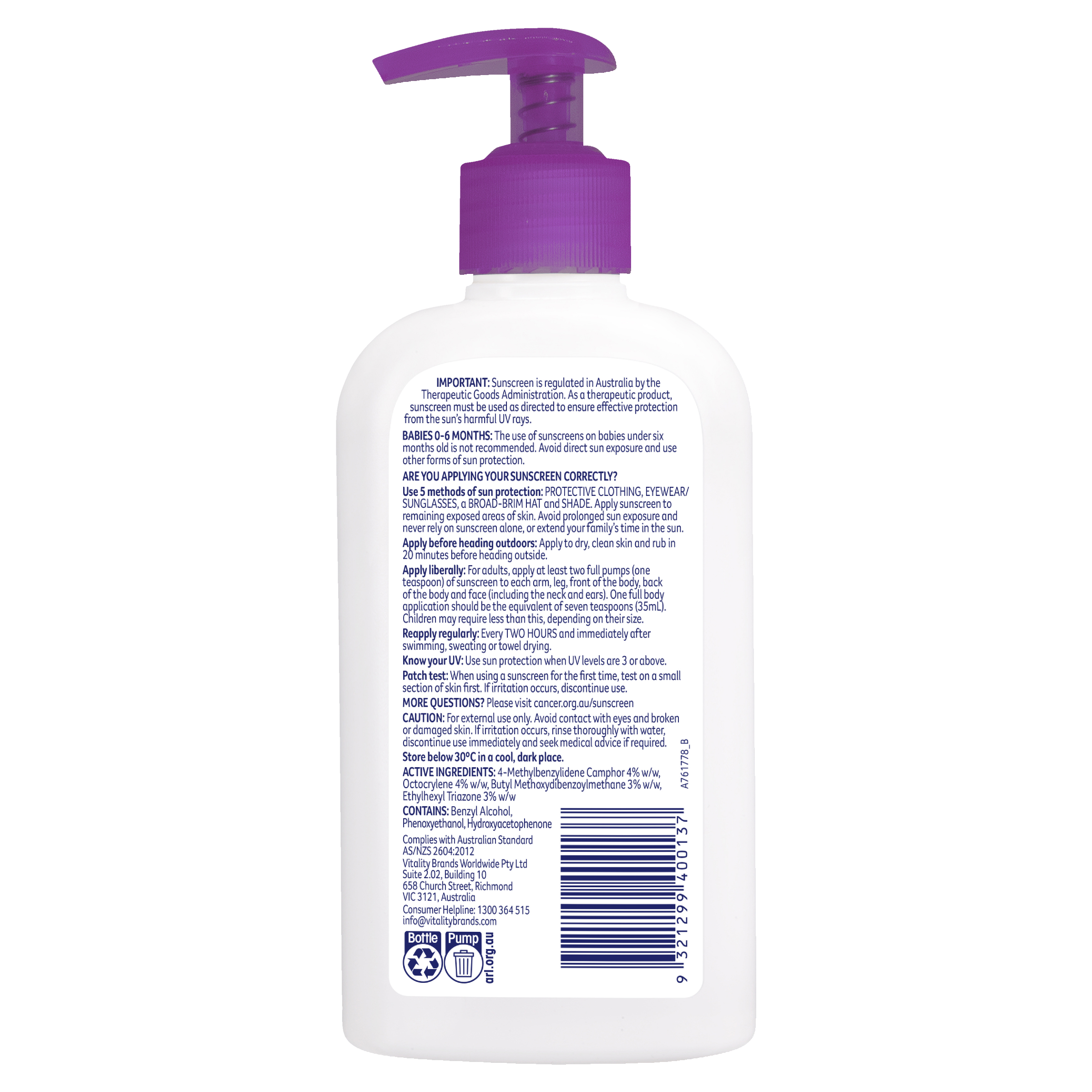 CANCER COUNCIL KIDS SUNSCREEN PUMP SPF50+ 200ML - Image 2