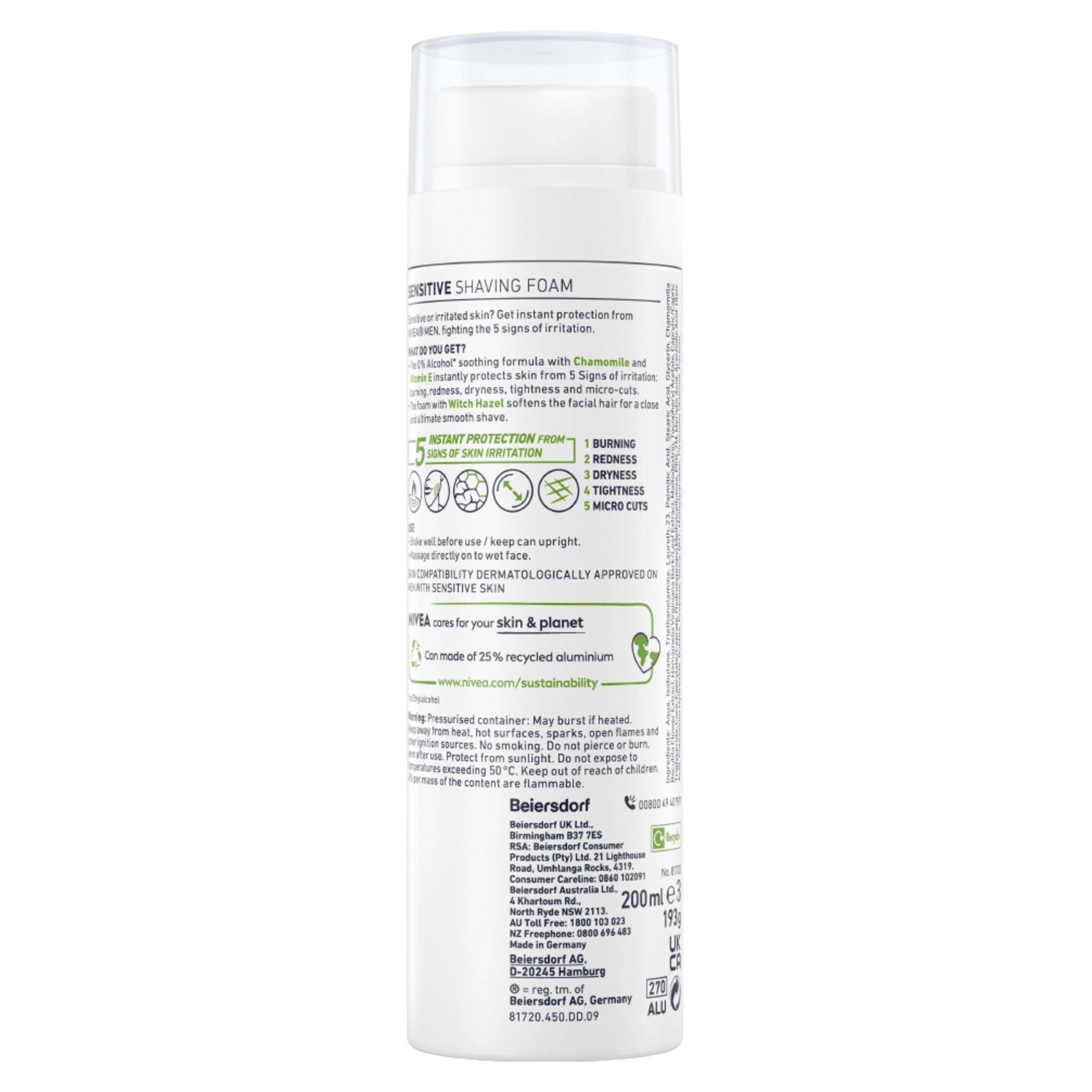 NIVEA MEN SHAVING FOAM SENSITIVE 200ML - Image 2