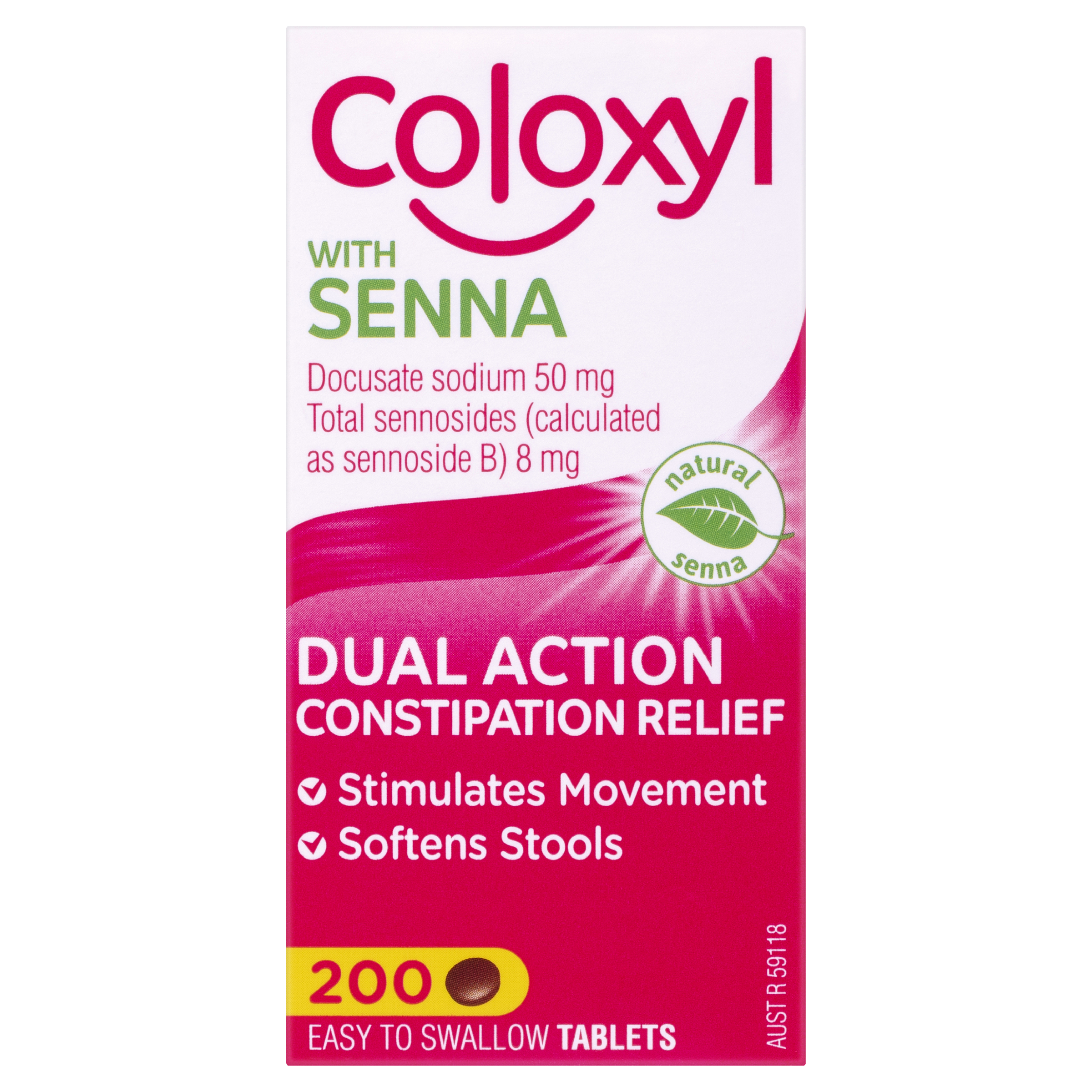 COLOXYL WITH SENNA CONSTIPATION RELIEF 200 TABLETS - Image 2