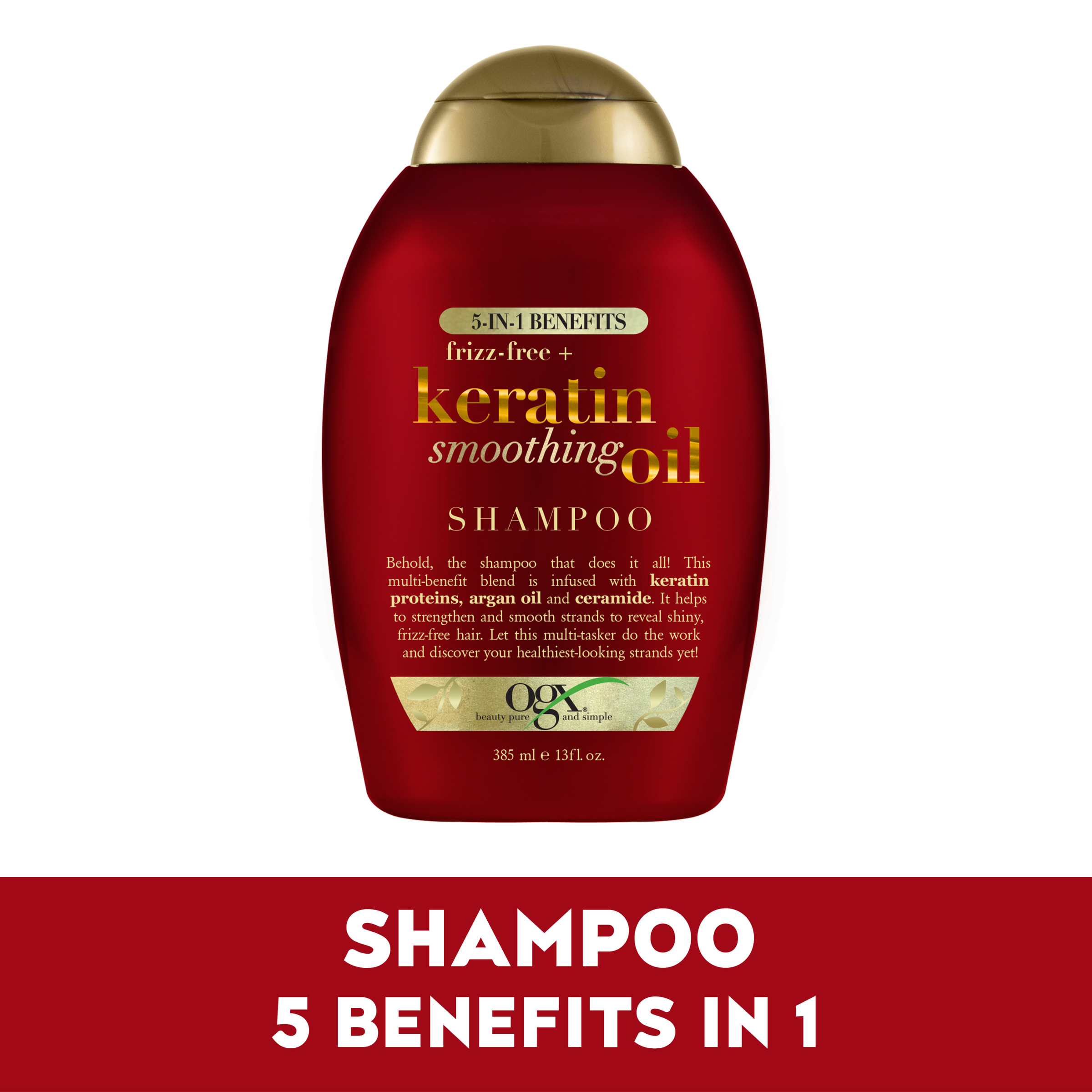 OGX 5IN1 BENEFITS FRIZZ FREE + KERATIN OIL SHAMPOO 385ML - Image 10