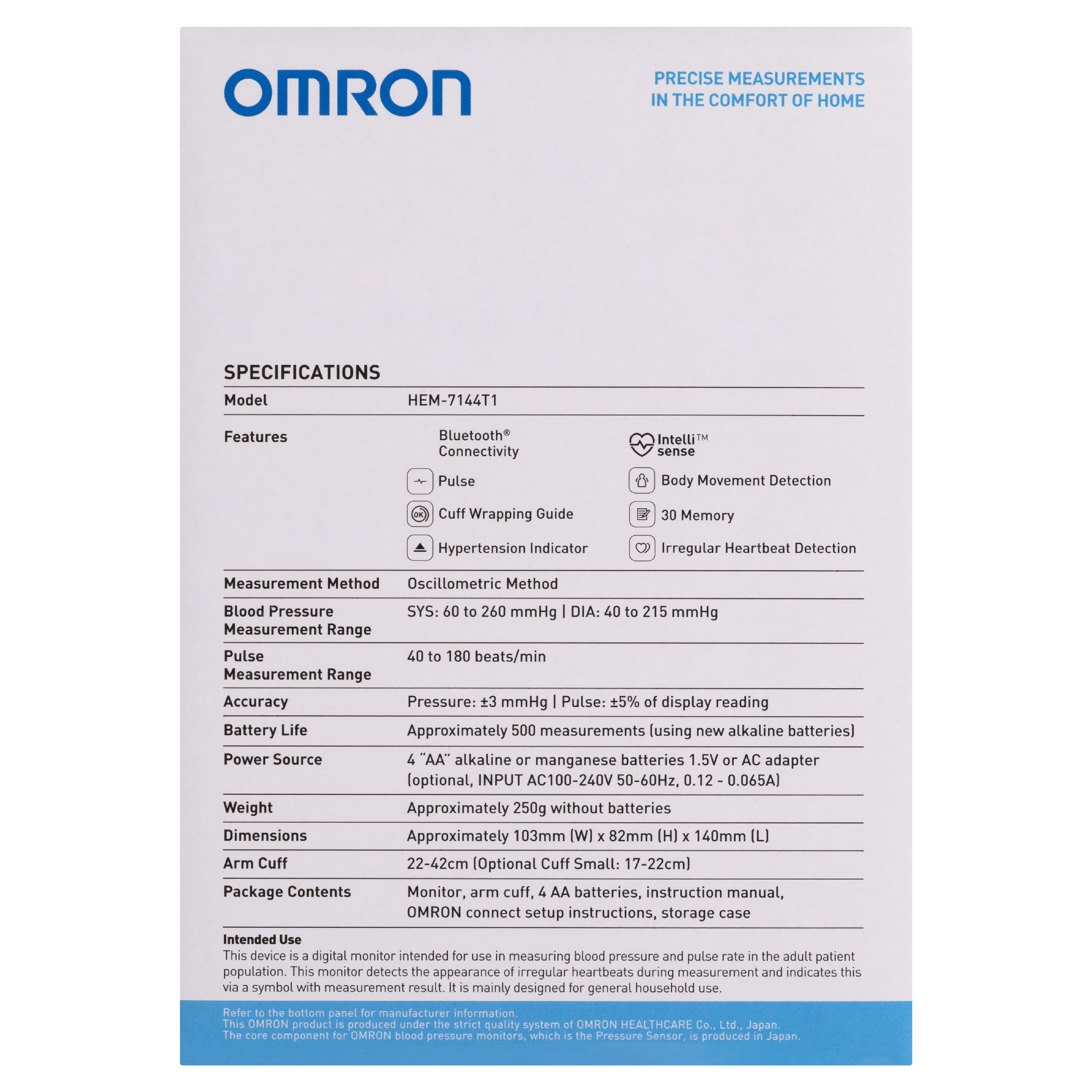 OMRON BLOOD PRESSURE MONITOR BLUETOOTH STANDARD HEM7144T1 - Image 6