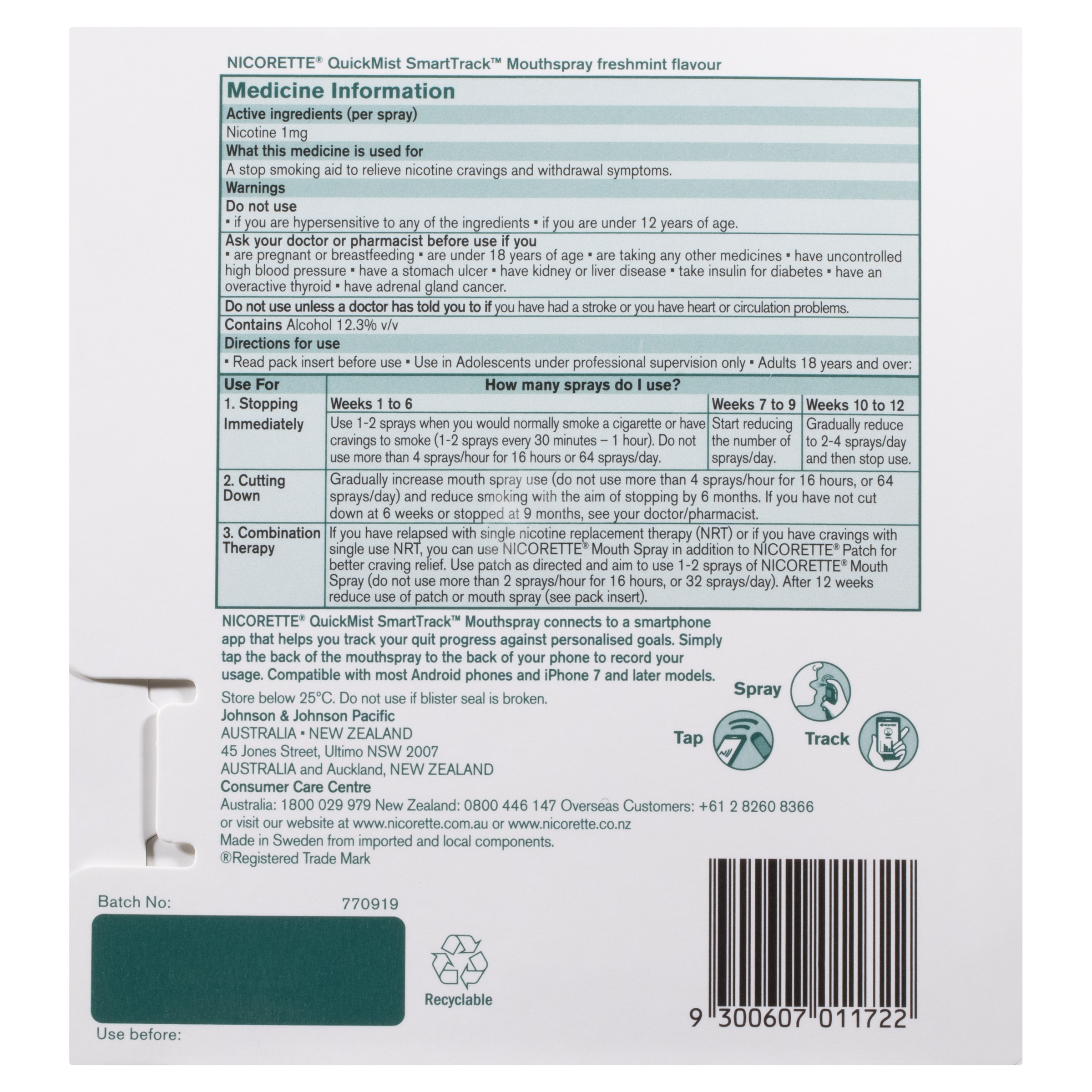 NICORETTE QUICKMIST SMARTTRACK FRESHMINT 150 SPRAYS TWIN PACK - Image 2