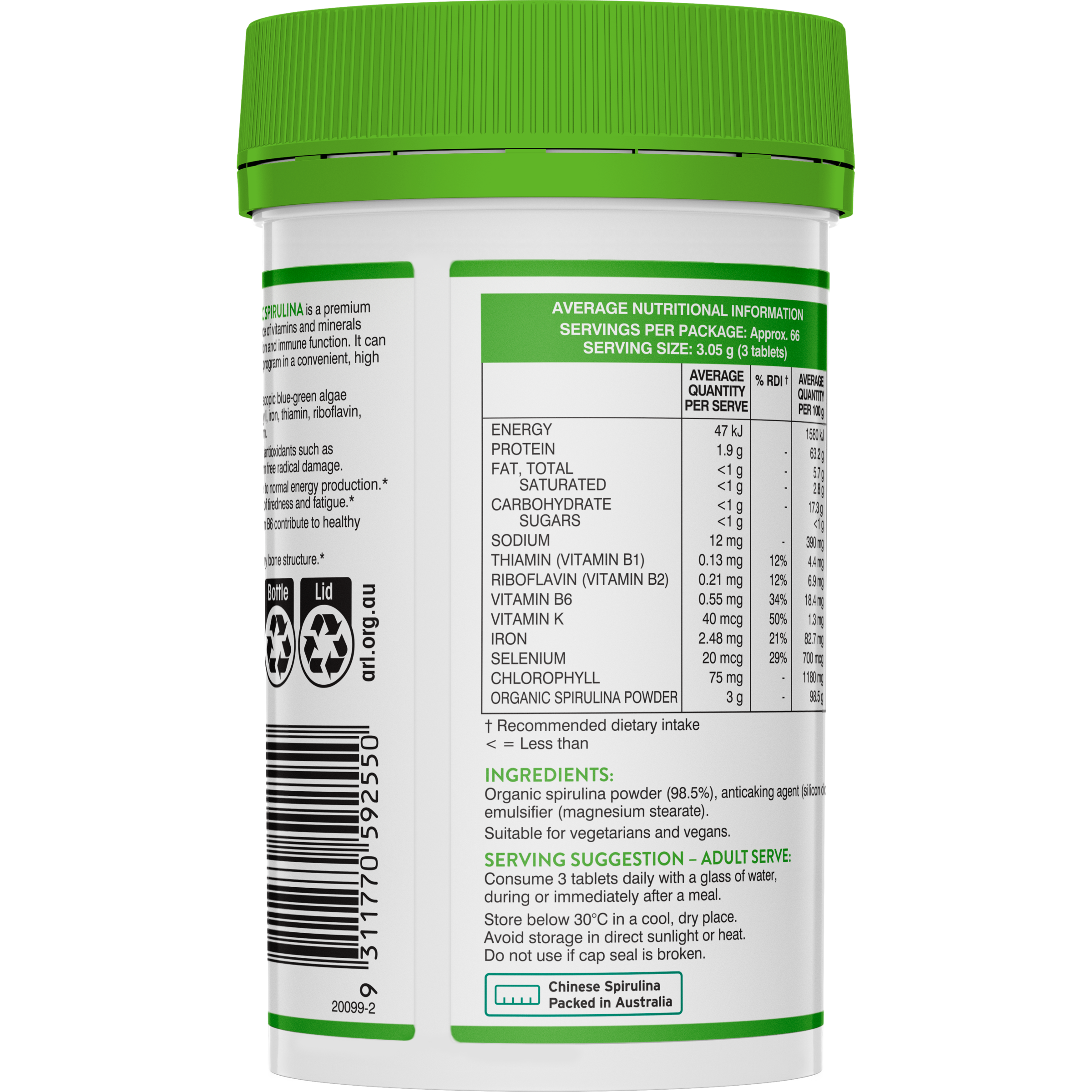 SWISSE ULTIBOOST HIGH STRENGTH ORGANIC SPIRULINA 200 TABLET - Image 4
