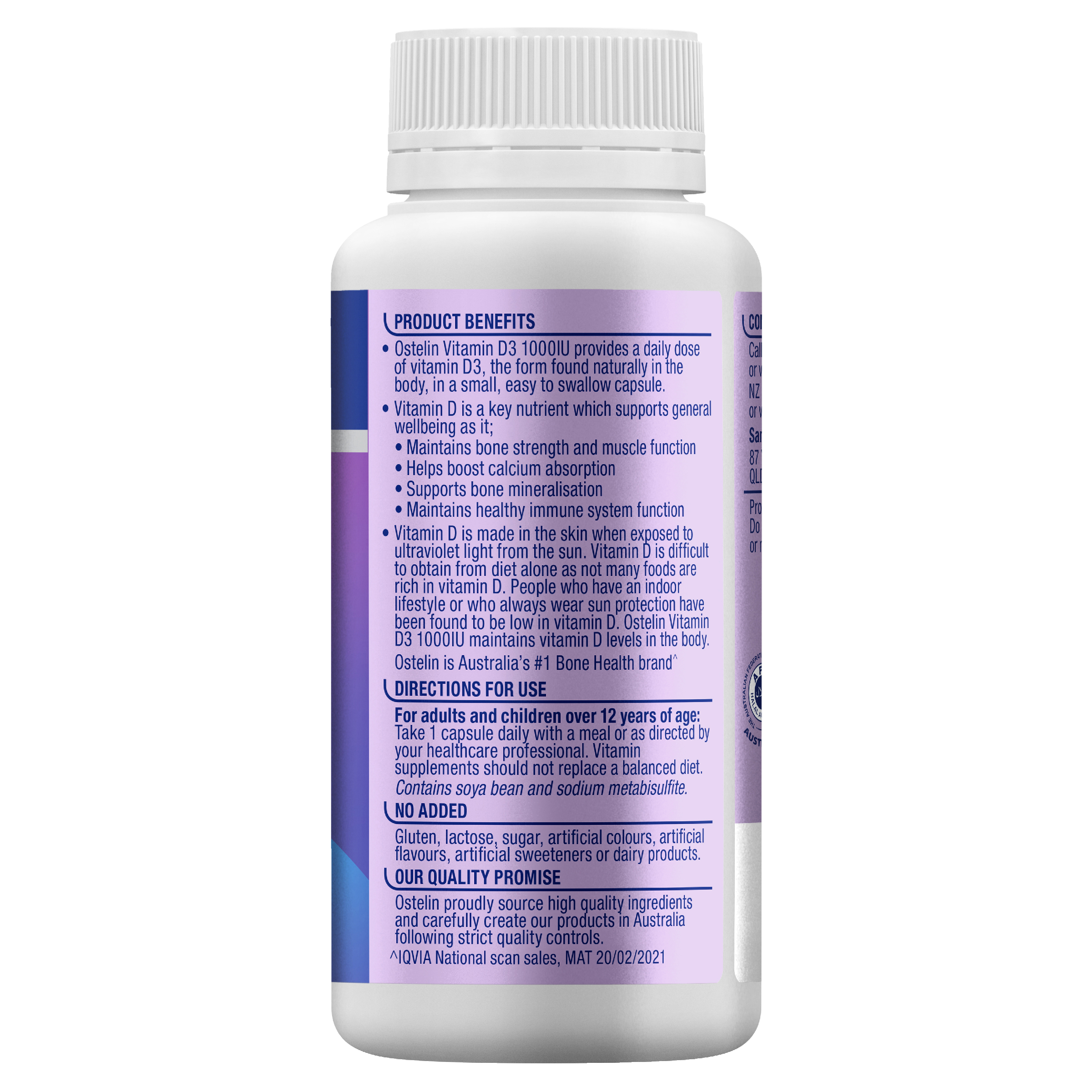OSTELIN VITAMIN D3 1000IU 250 CAPSULES - Image 2