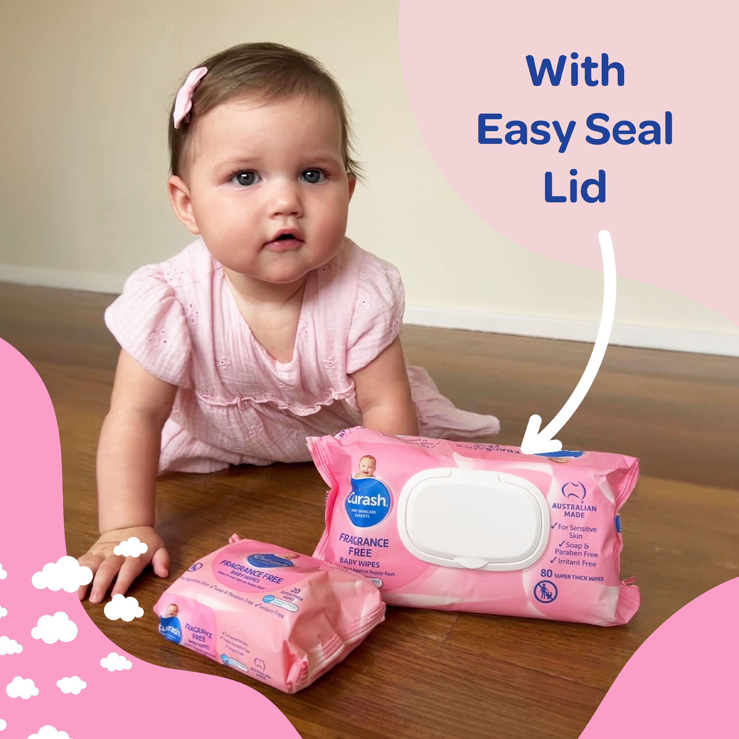 CURASH BABYCARE WIPES FRAGRANCE FREE 80 PACK - Image 9