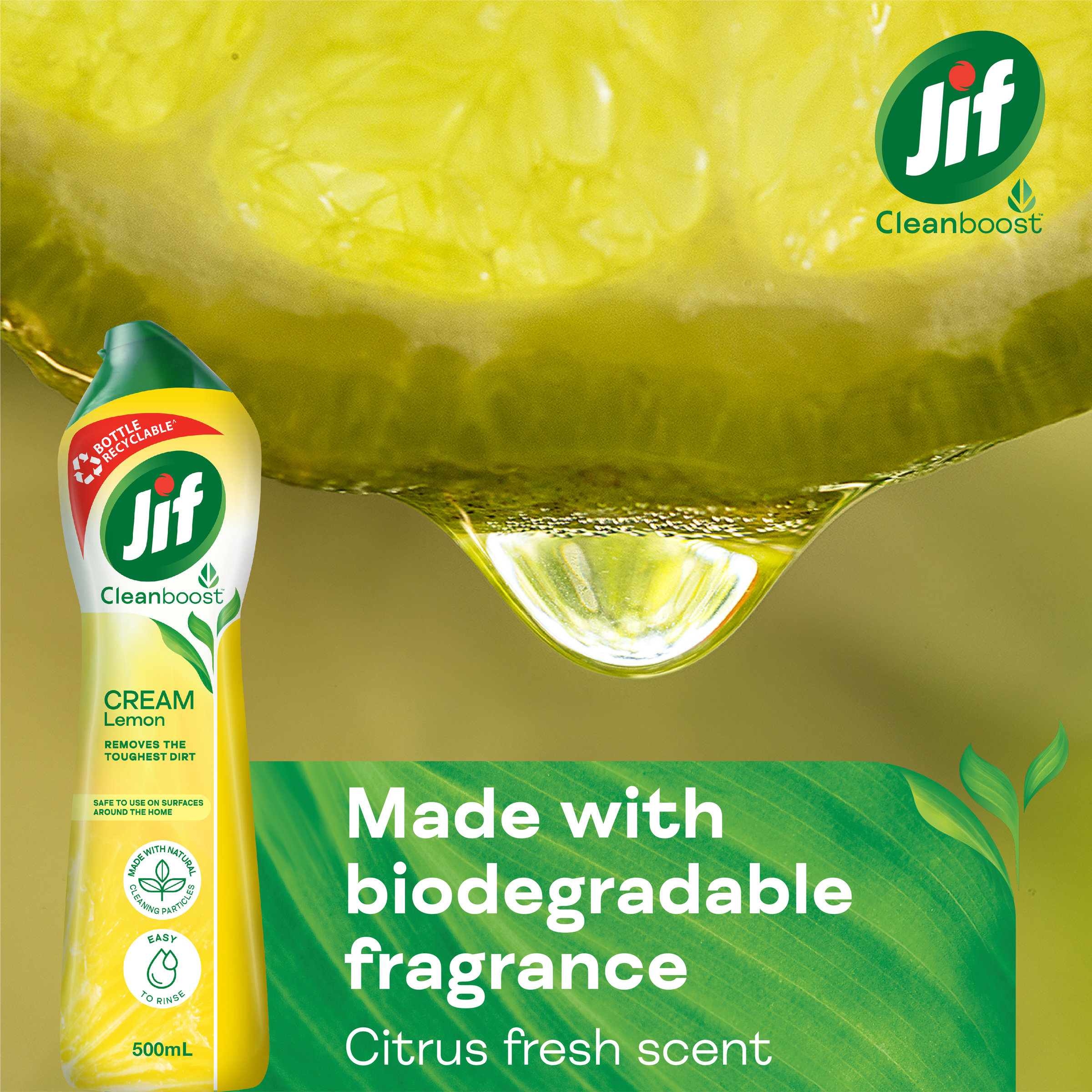 JIF WITH MICRO PARTICLES CREAM CLEANSER LEMON 500ML - Image 7