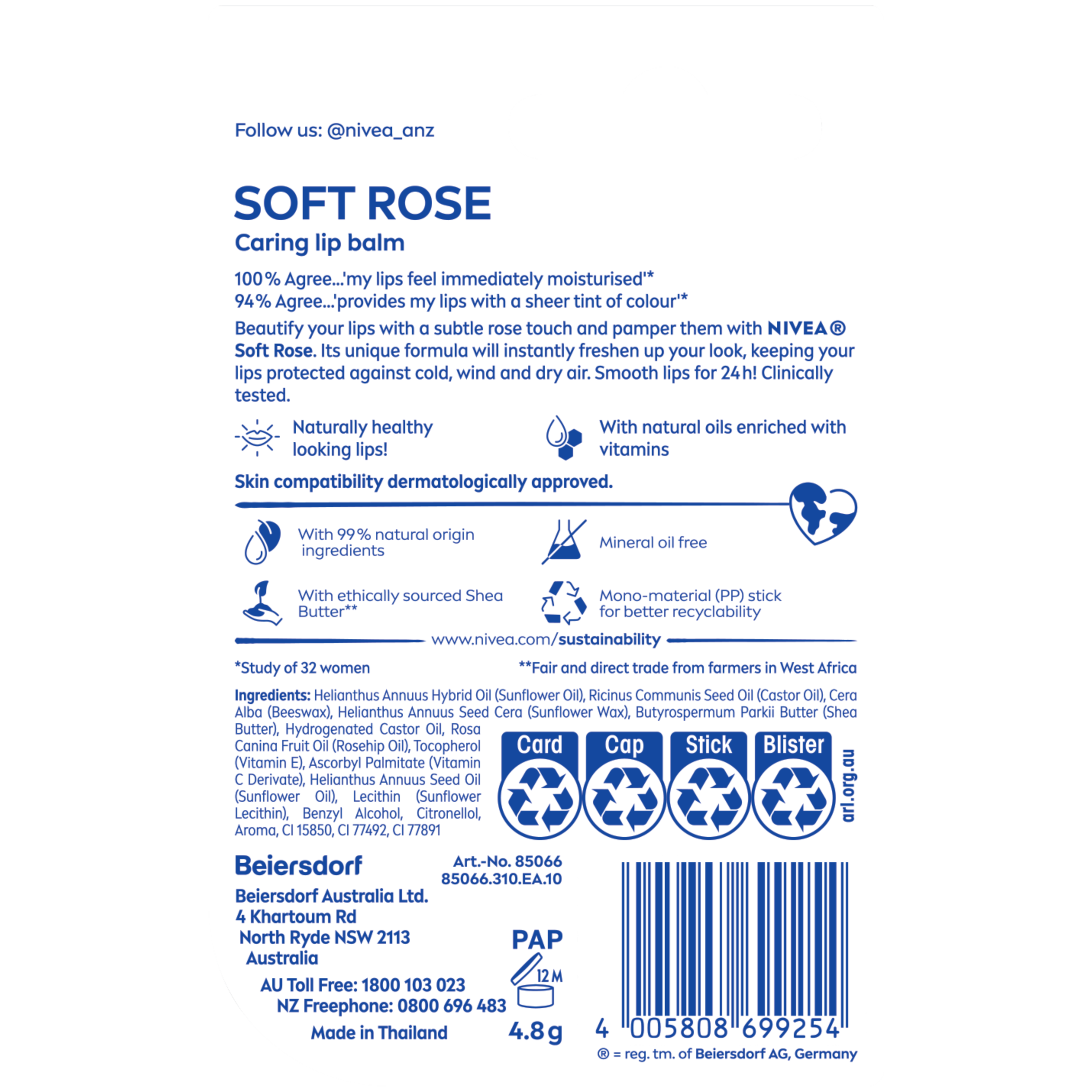 NIVEA LIP BALM STICK SOFT ROSE 4.8G - Image 2
