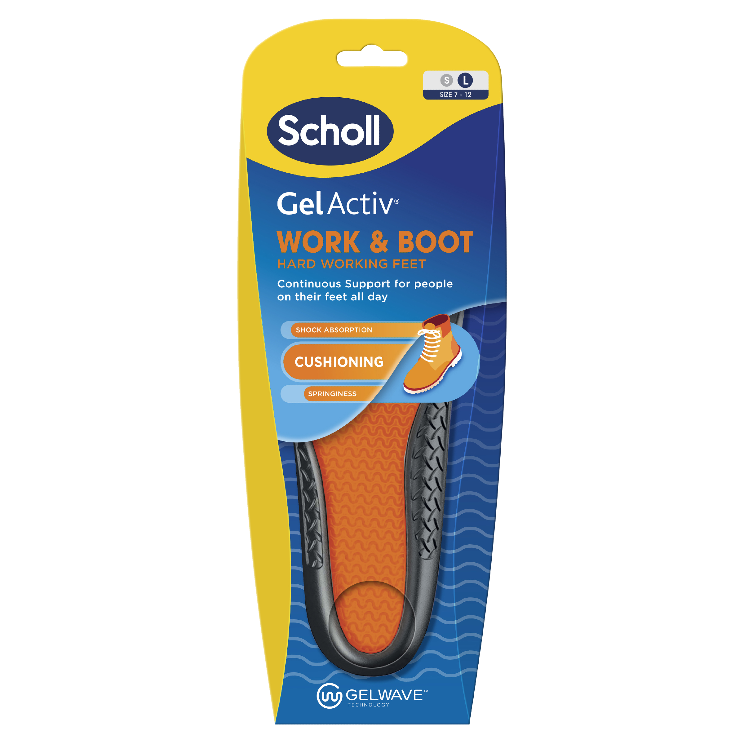 SCHOLL GEL ACTIV WORK & BOOT LARGE INSOLES