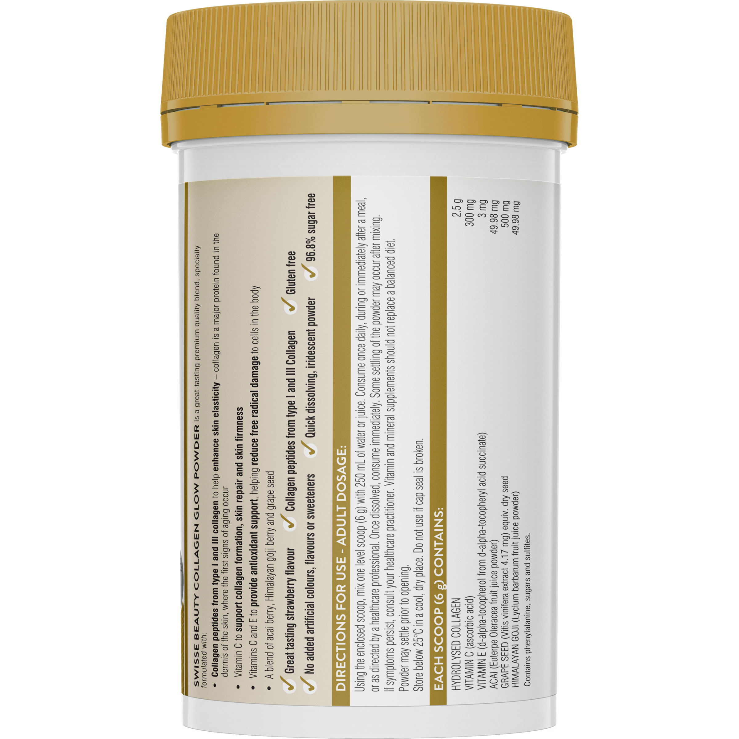SWISSE BEAUTY COLLAGEN GLOW STRAWBERRY POWDER 120G - Image 2