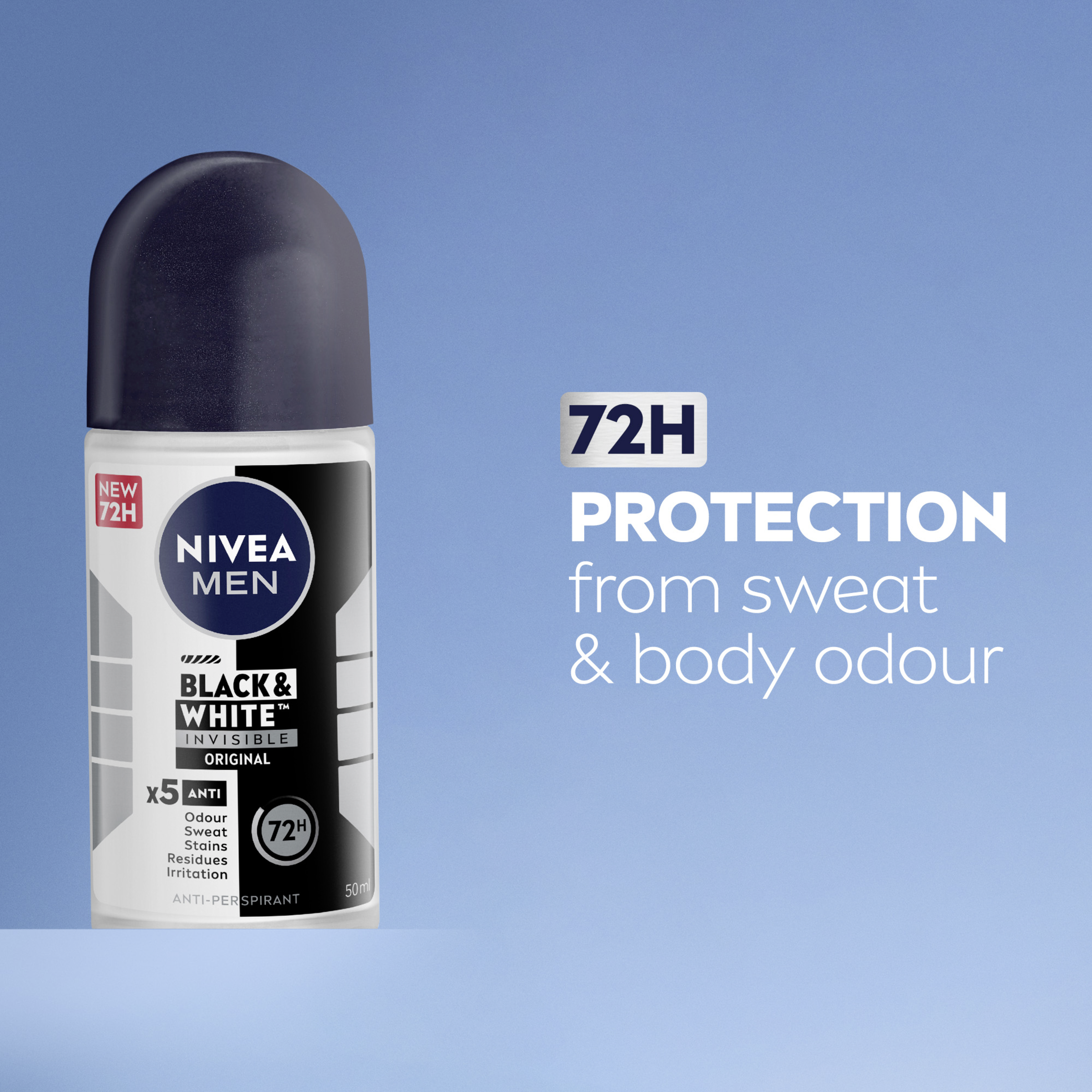 NIVEA MEN ANTIPERSPIRANT B&W INVISIBLE ORIGINAL 48H ROLL ON 50ML - Image 4