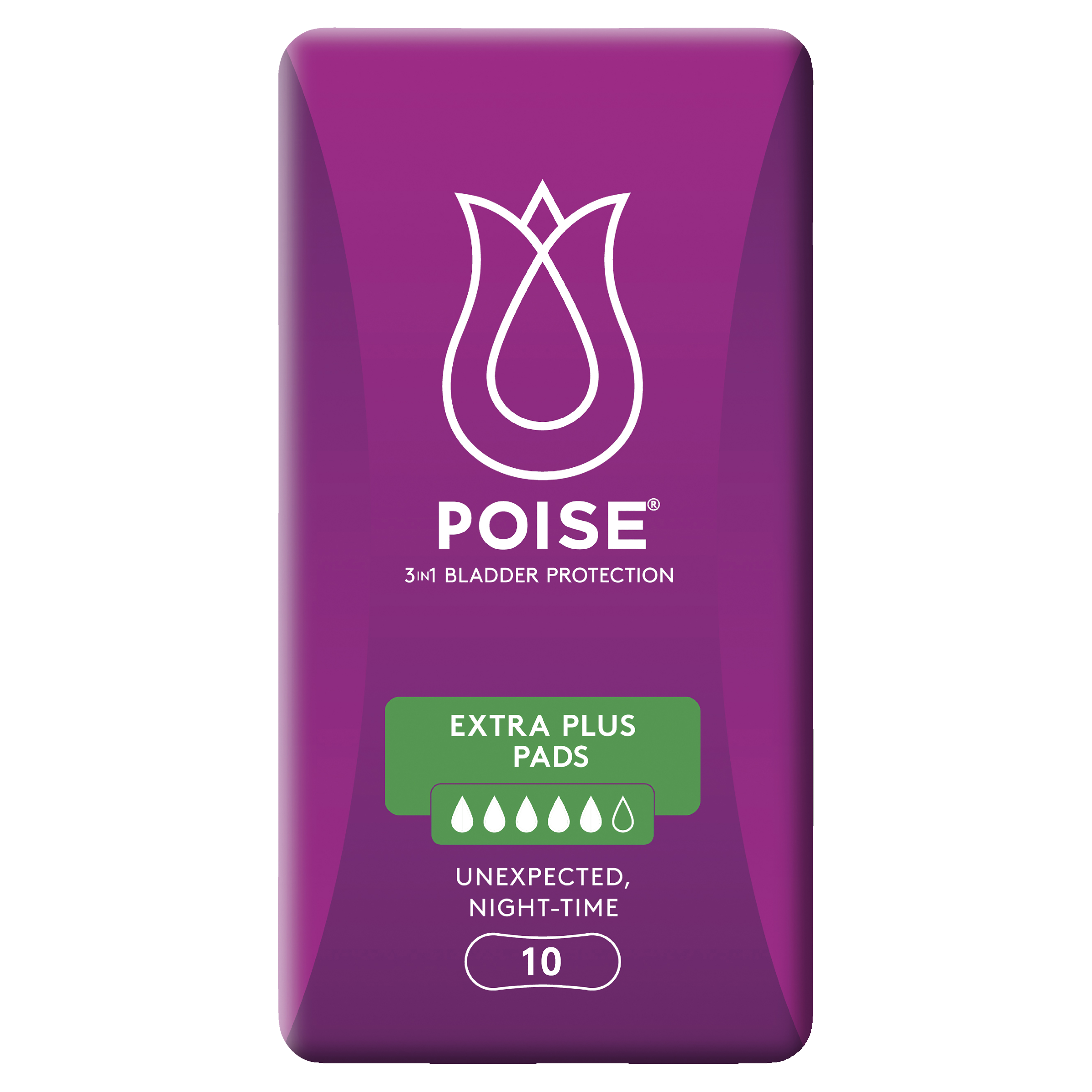 POISE 3-IN-1 PADS EXTRA PLUS 5D 10 PACK - Image 2