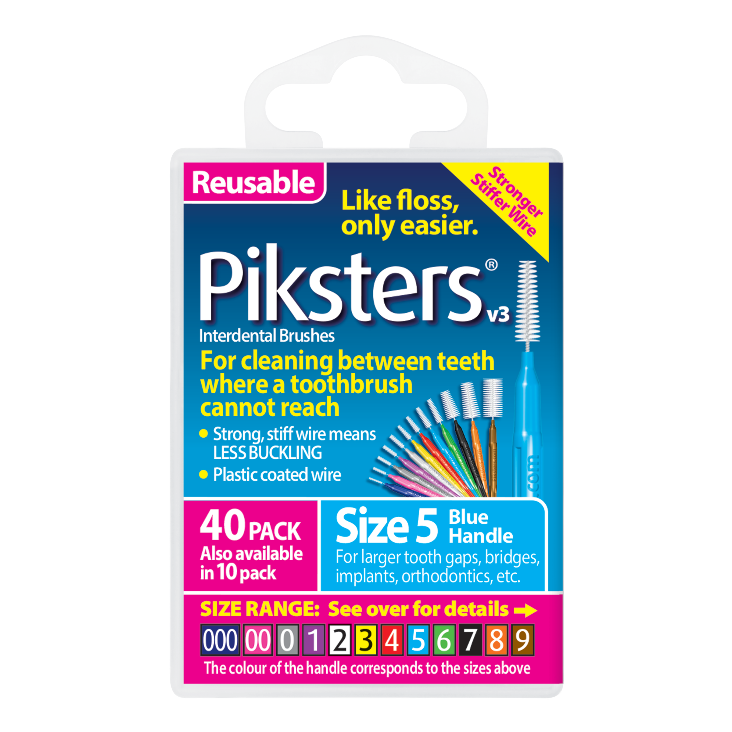 PIKSTERS INTERDENTAL BRUSH SIZE 5 BLUE 40 PACK - Image 2