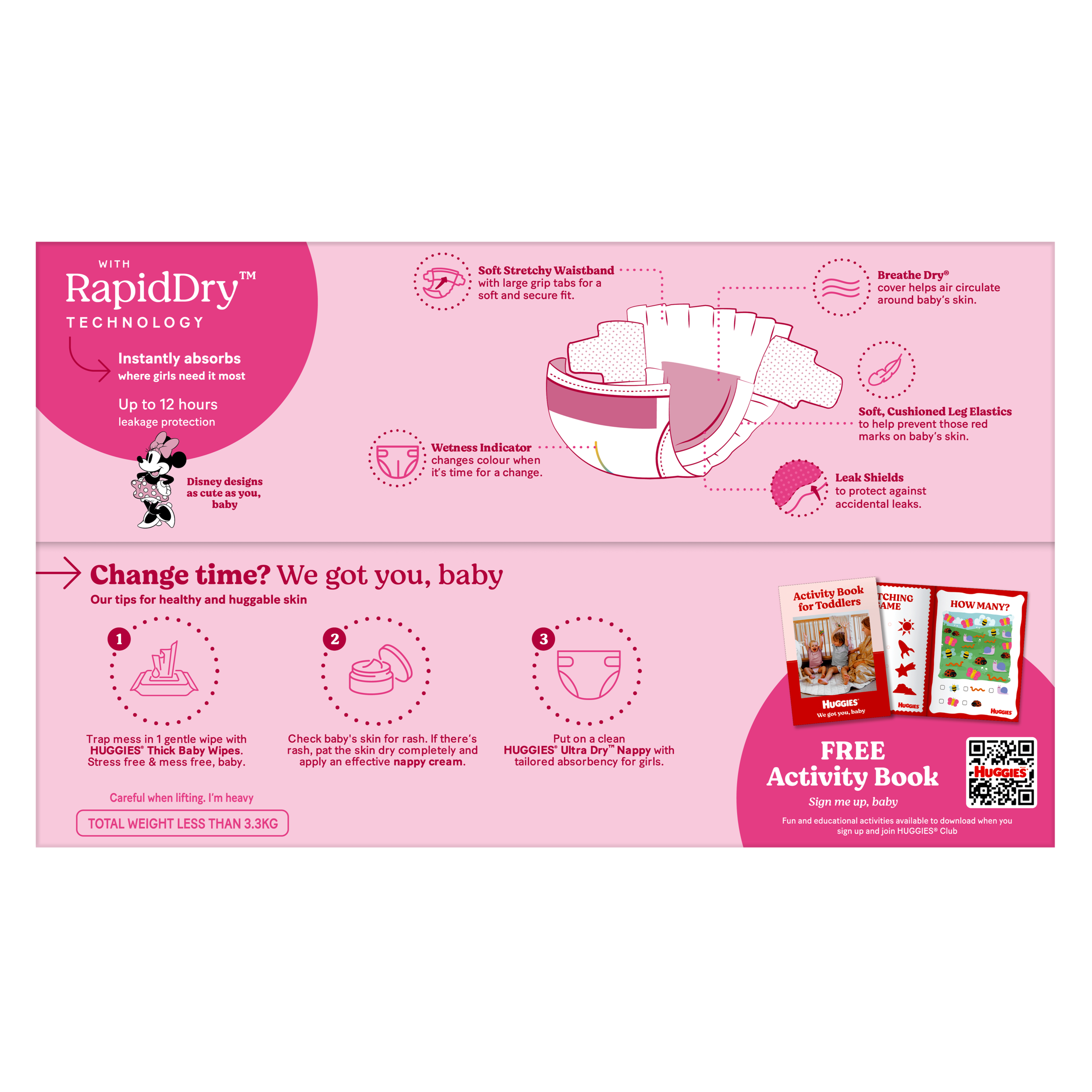 HUGGIES JUMBO ULTRADRY NAPPIES WALKER GIRL 64 PACK - Image 5