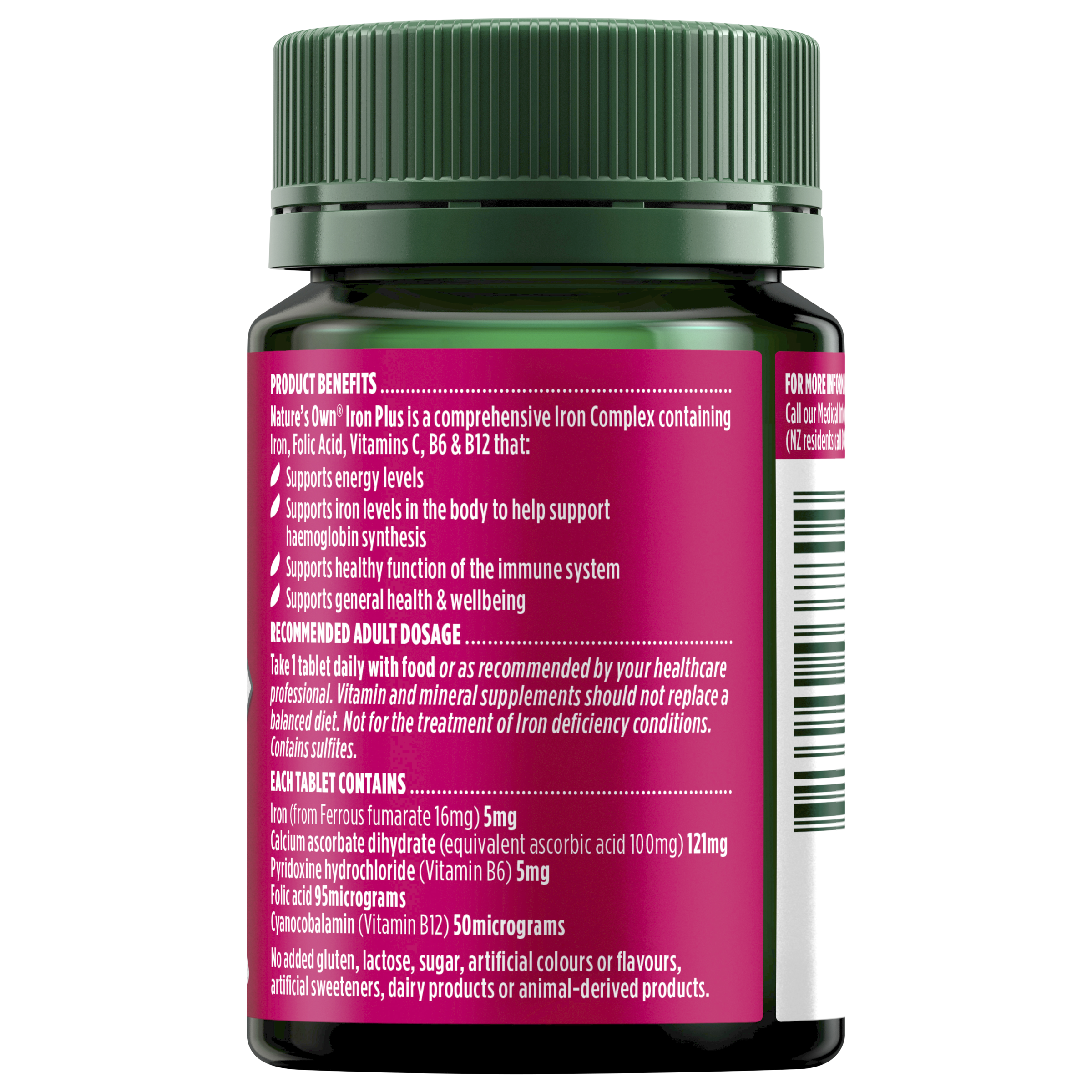 NATURES OWN IRON PLUS 50 TABLETS - Image 2