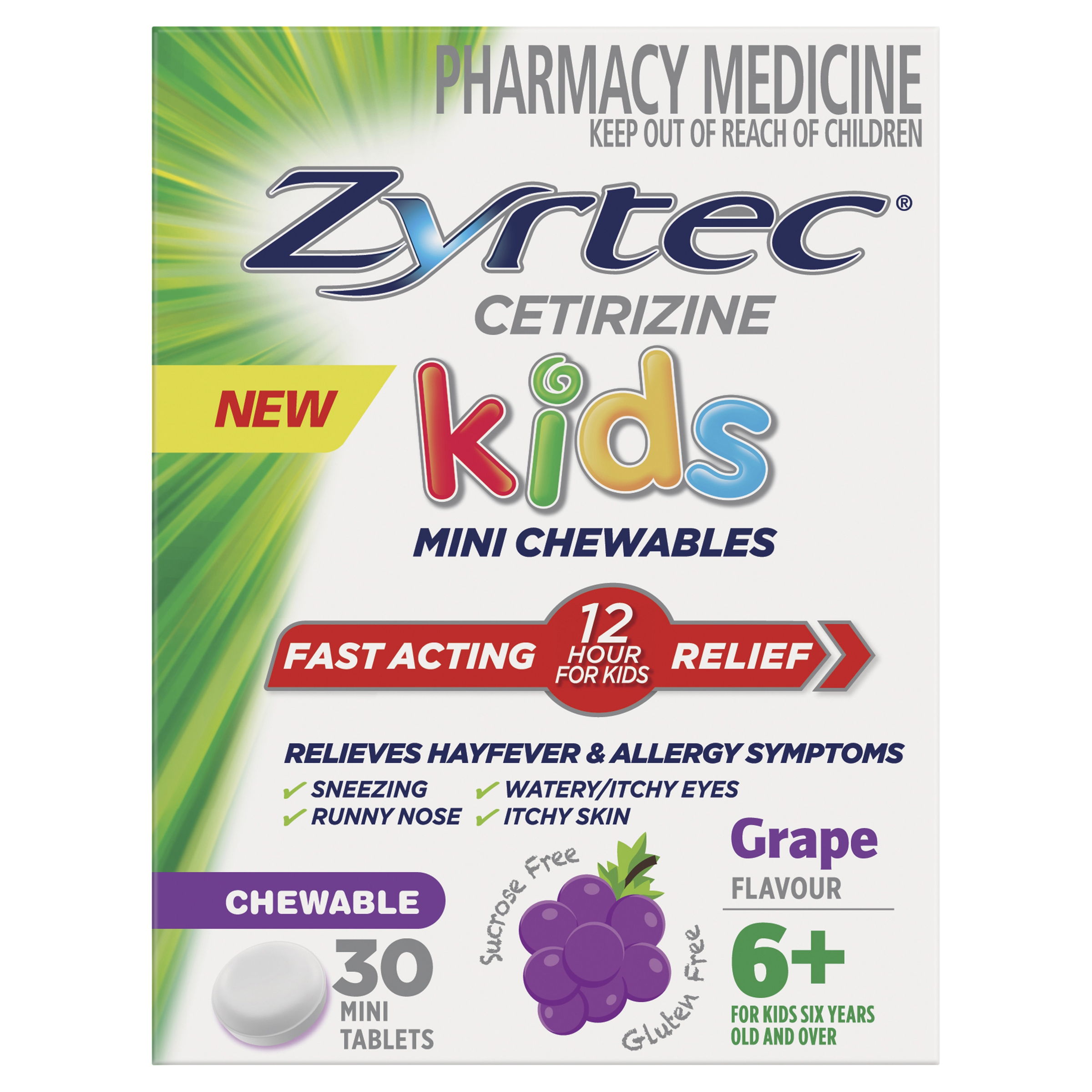 ZYRTEC KIDS 5MG GRAPE CHEWABLE TABLETS 30 - Image 2