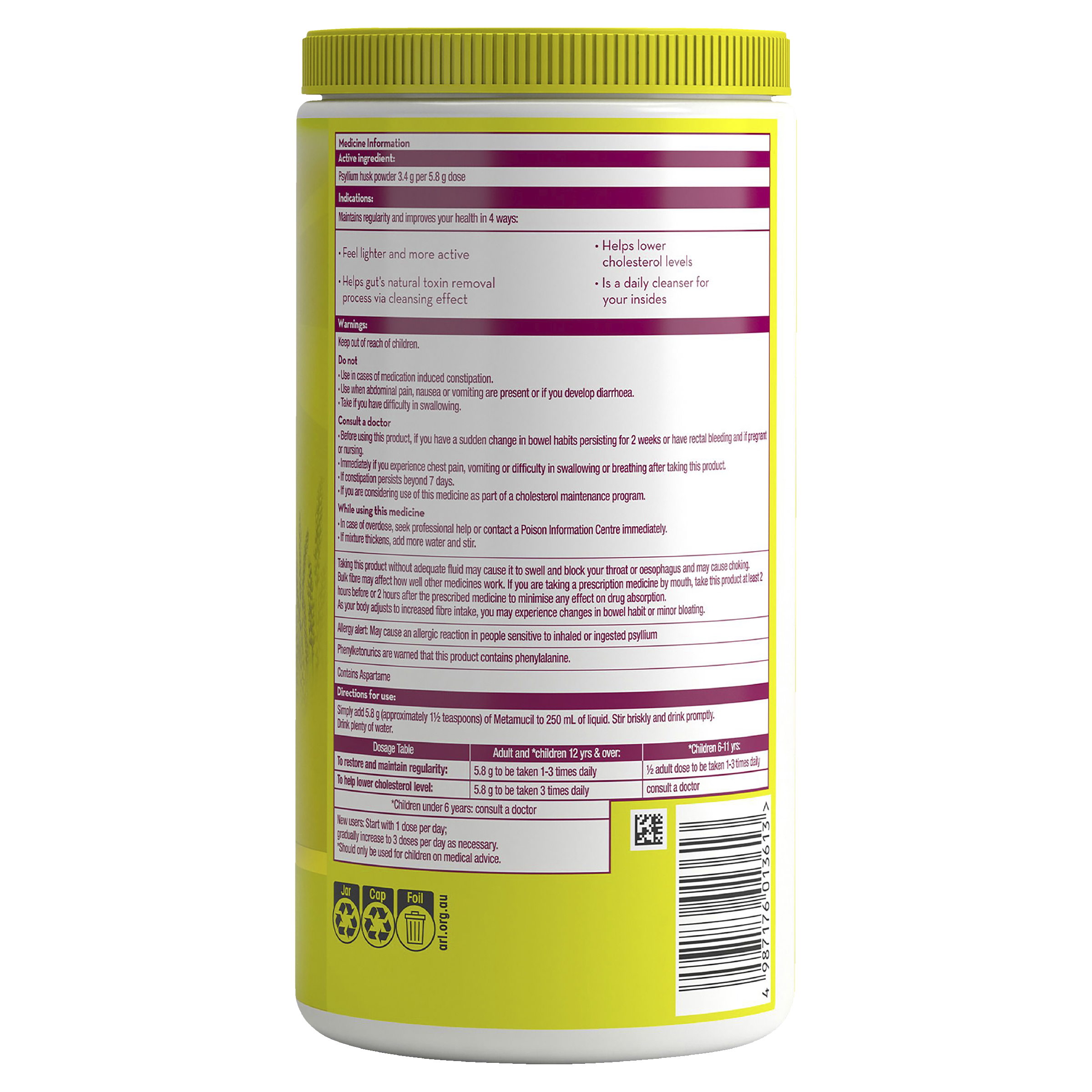 METAMUCIL LEMON LIME SMOOTH 673G 114 DOSES - Image 2