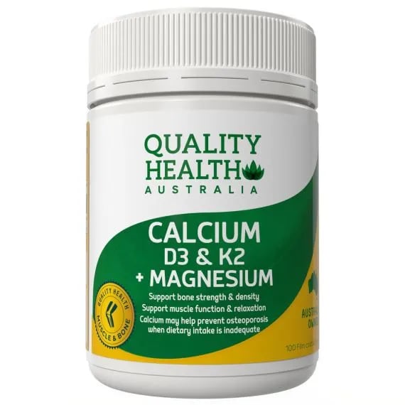 QUALITY HEALTH CALCIUM D3 & K2 + MAGNESIUM 100 TABLETS