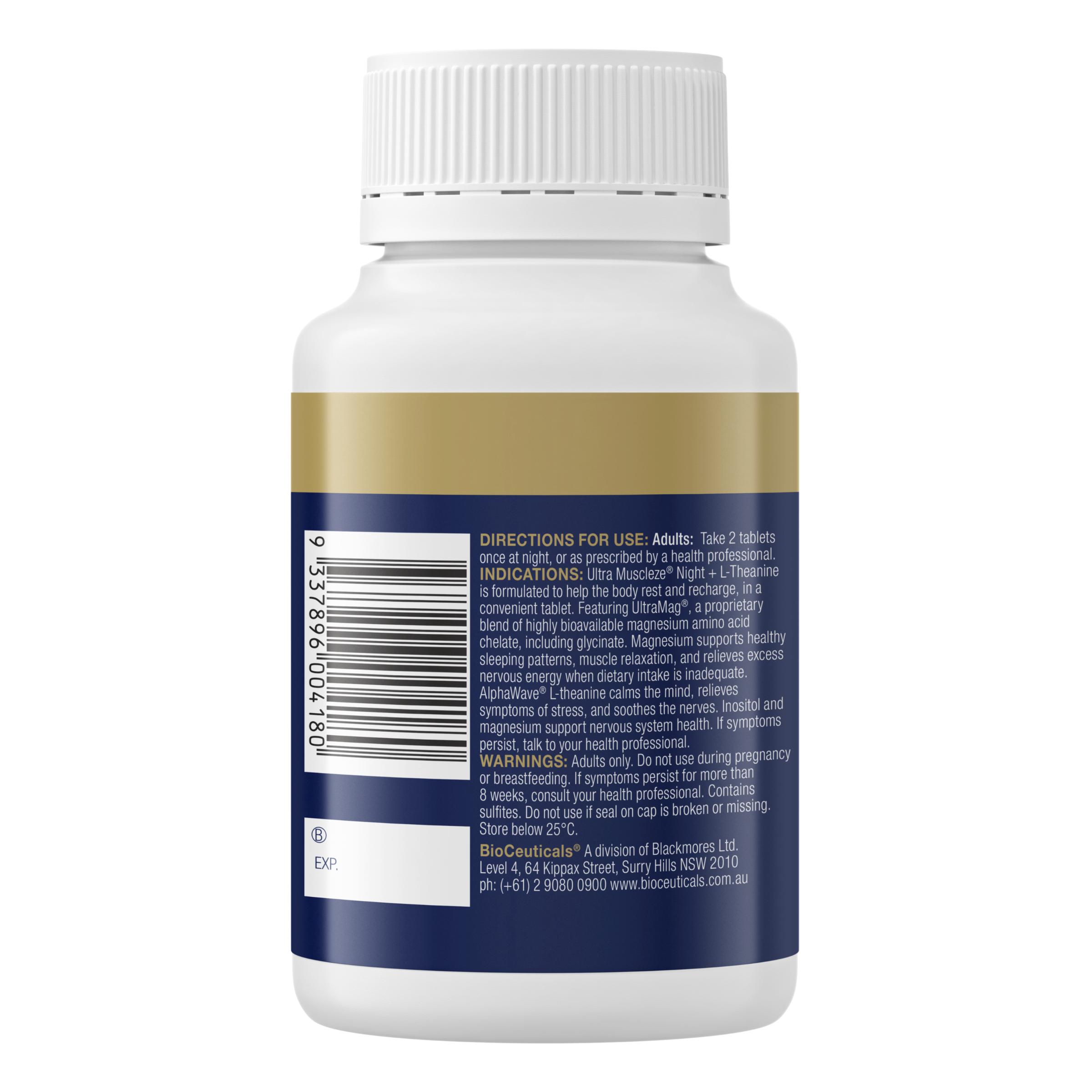 BIOCEUTICALS ULTRA MUSCLEZE NIGHT + L-THEANINE 60 TABLETS - Image 2