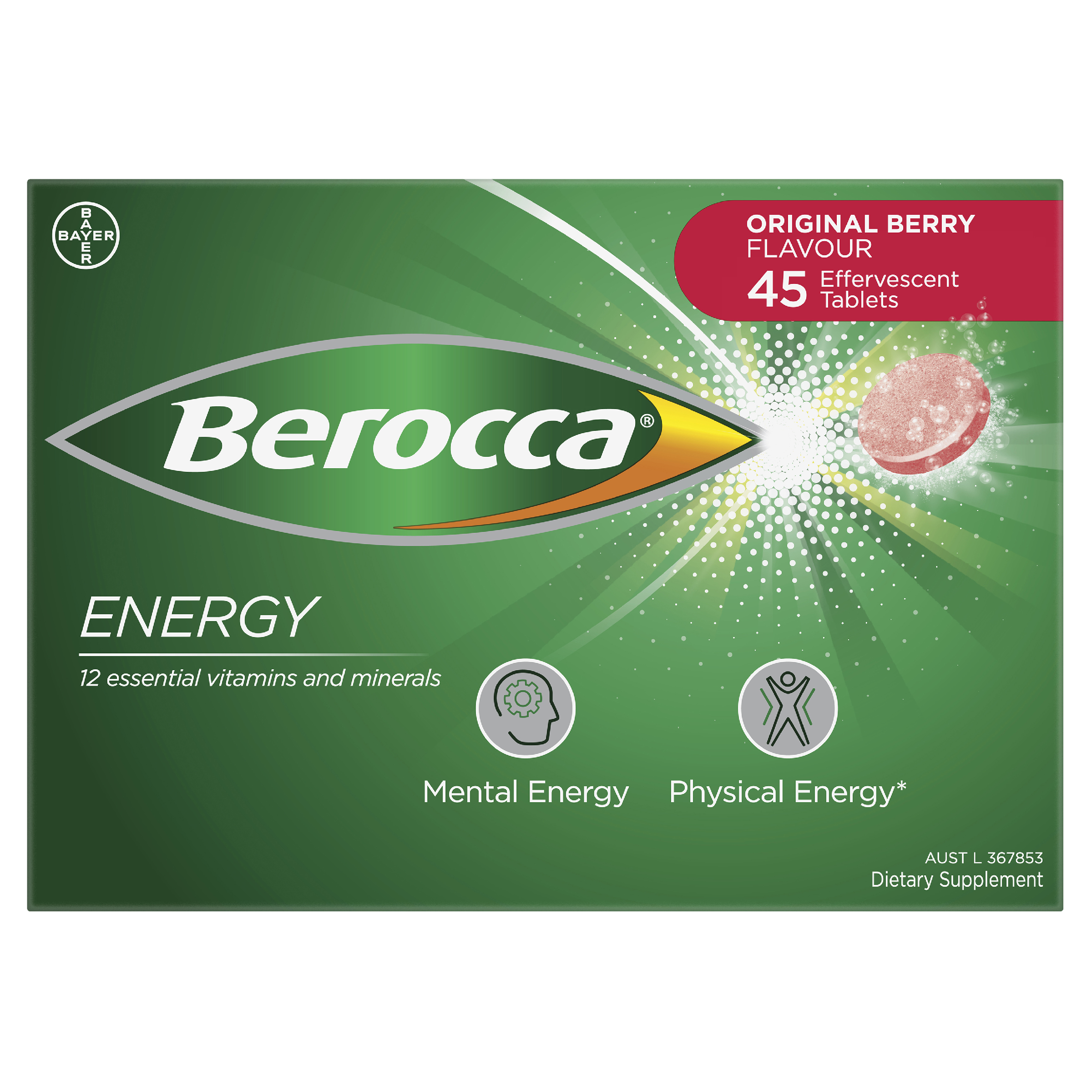 BEROCCA EFFERVESCENT ORIGINAL BERRY 45 TABLETS - Image 2
