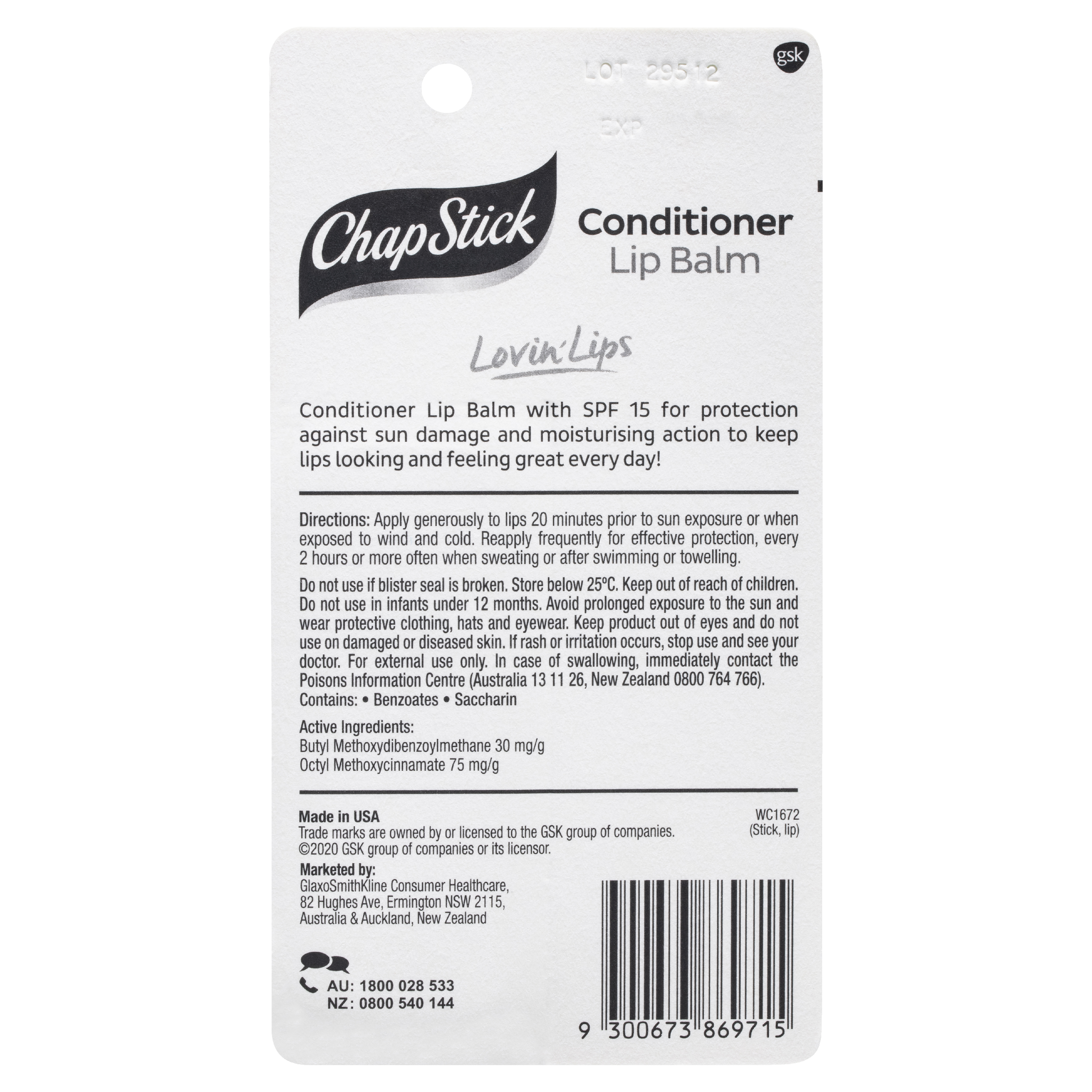 CHAP STICK LIP BALM STICK CONDITIONER SPF15+ 4.2G - Image 2