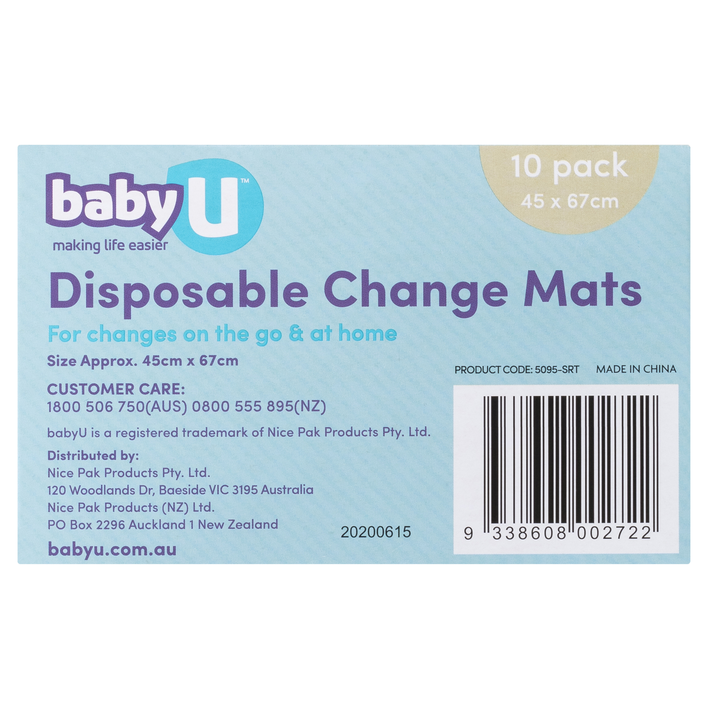BABY U DISPOSABLE CHANGE MATS 10 PACK - Image 3