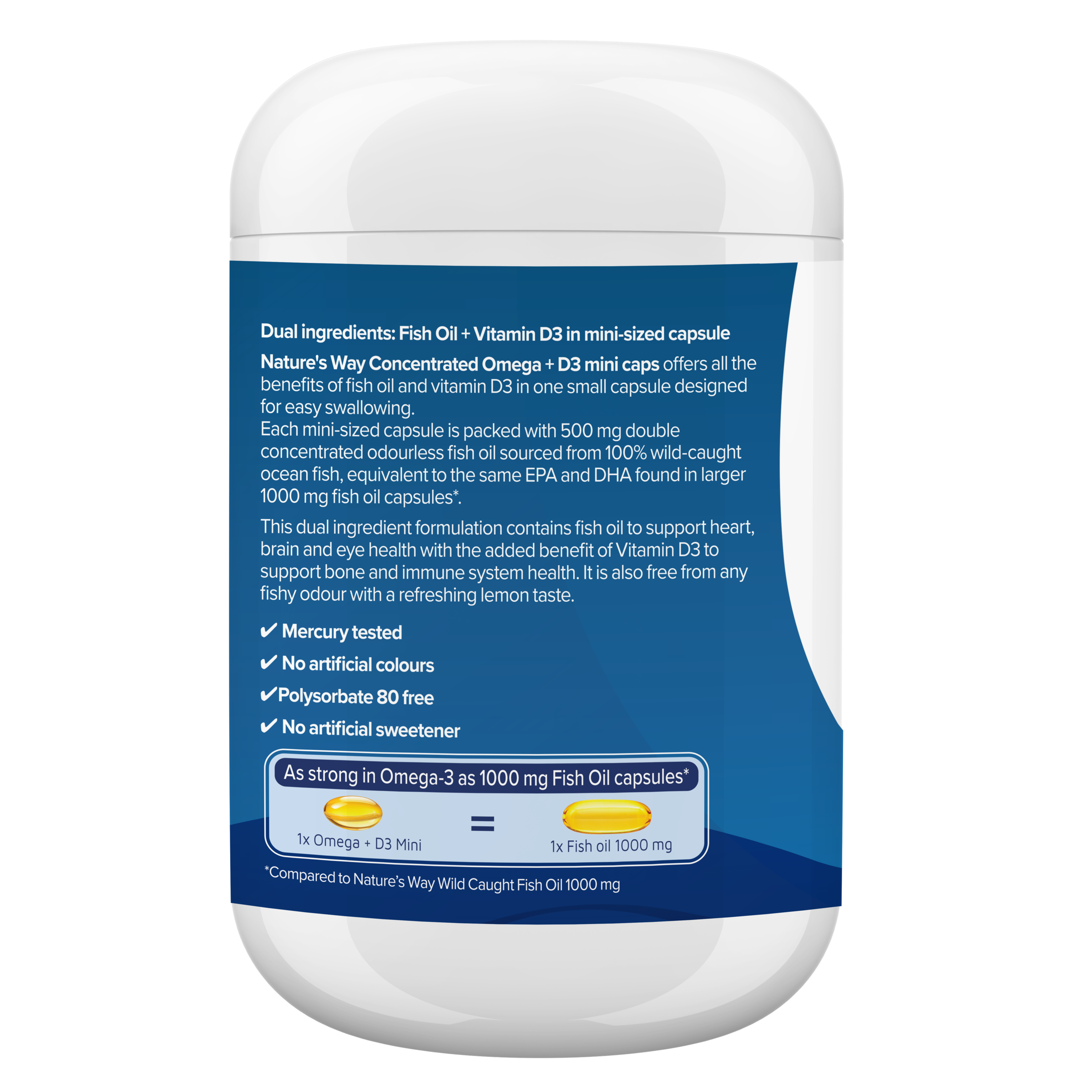NATURES WAY OMEGA + D3 MINI  200 CAPSULES - Image 3