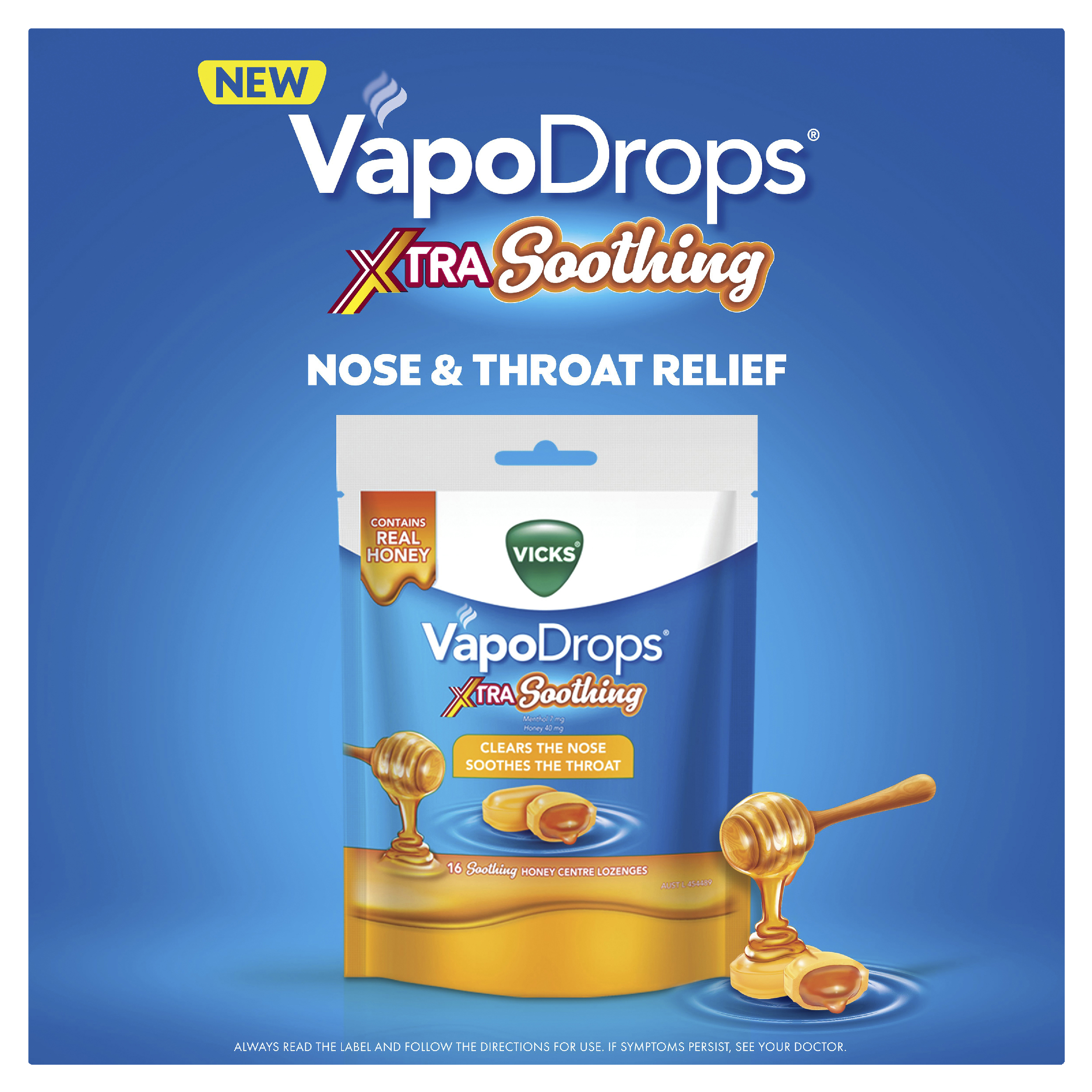 VICKS VAPODROPS XTRA SOOTHING HONEY 16 LOZENGES - Image 5