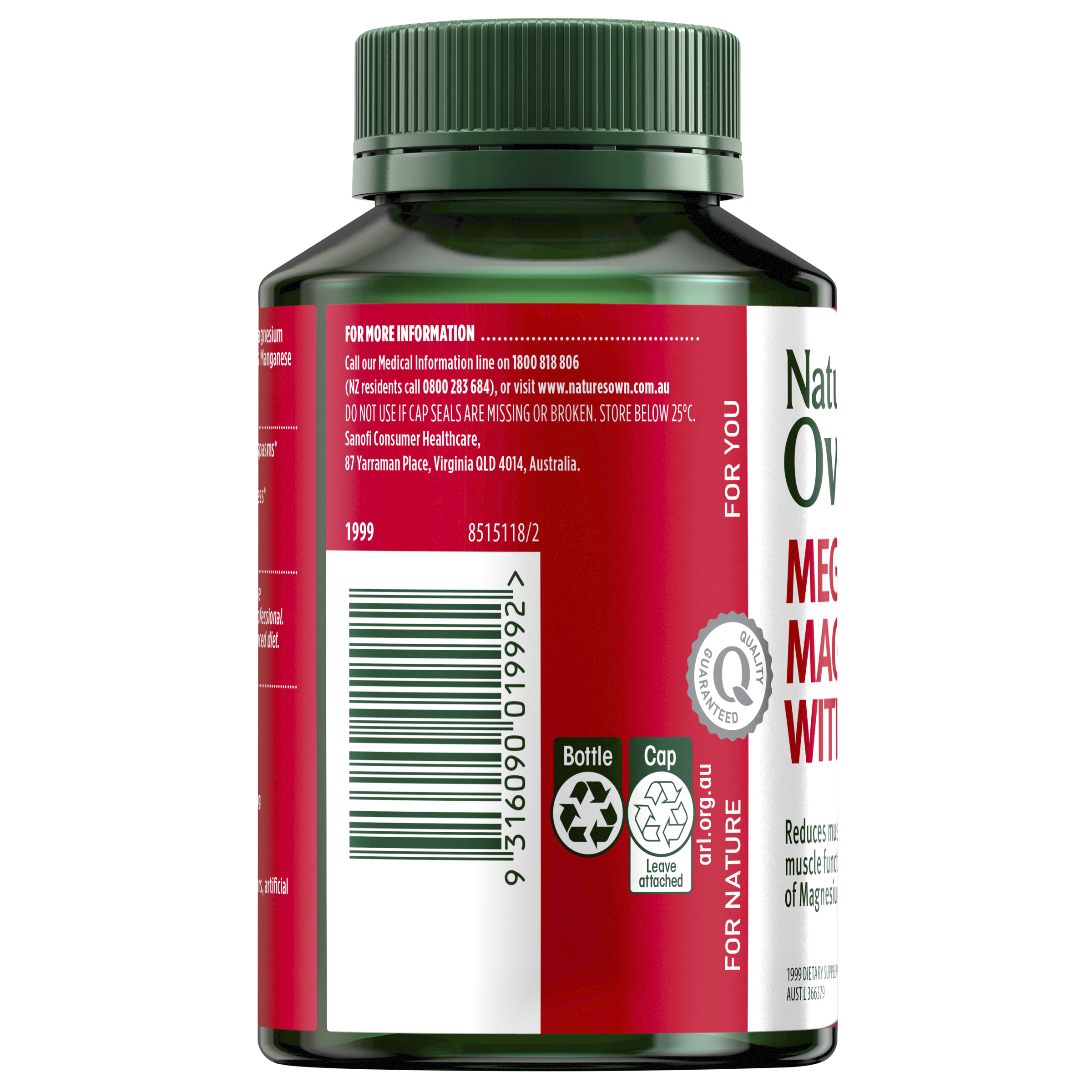 NATURES OWN MEGA MAGNESIUM WITH VITAMIN D3 100 TABLETS - Image 4