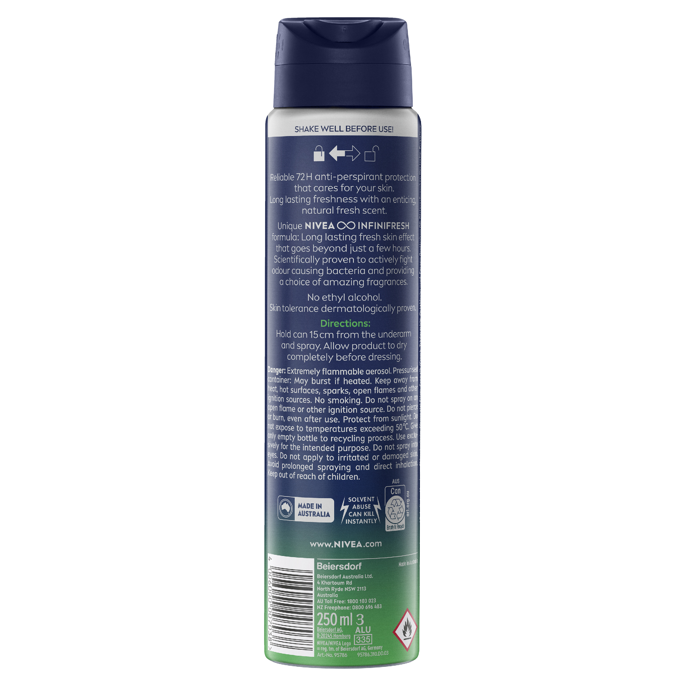 NIVEA MEN DEODORANT FRESH SENSATION 72HR 250ML - Image 2