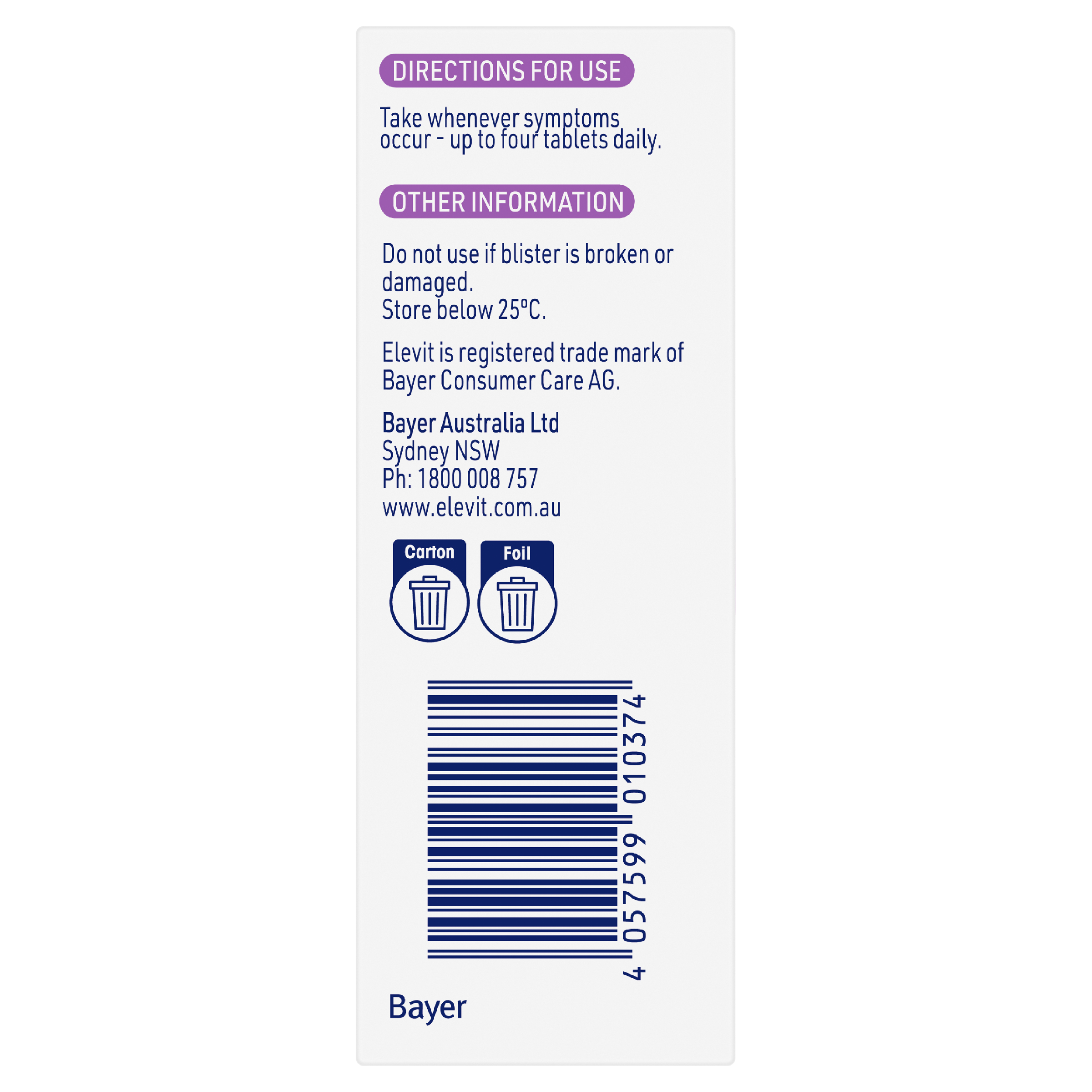 ELEVIT MORNING SICKNESS TAB 60 TABLETS - Image 3