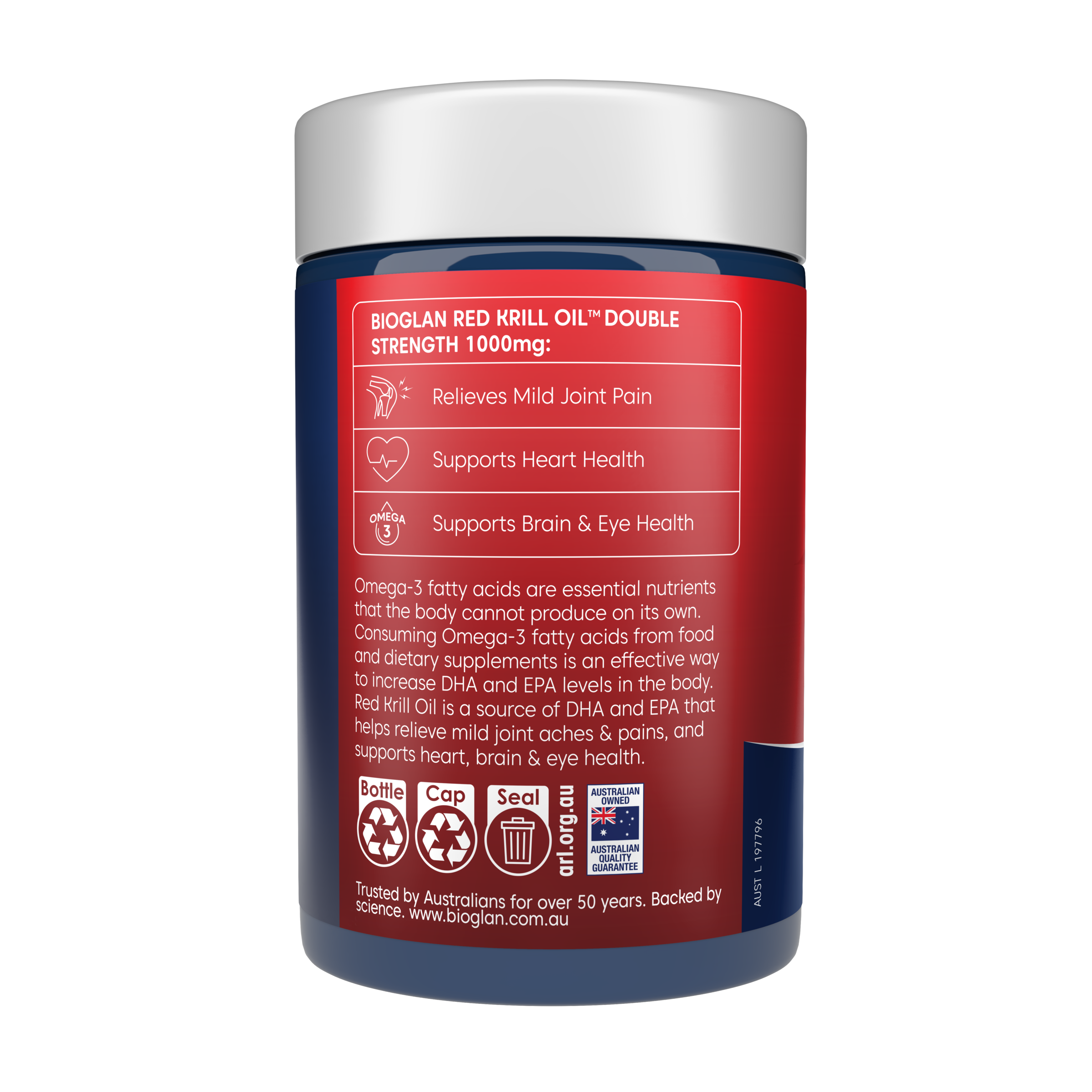 BIOGLAN RED KRILL OIL DOUBLE STRENGTH 1000MG 60 CAPSULES - Image 2